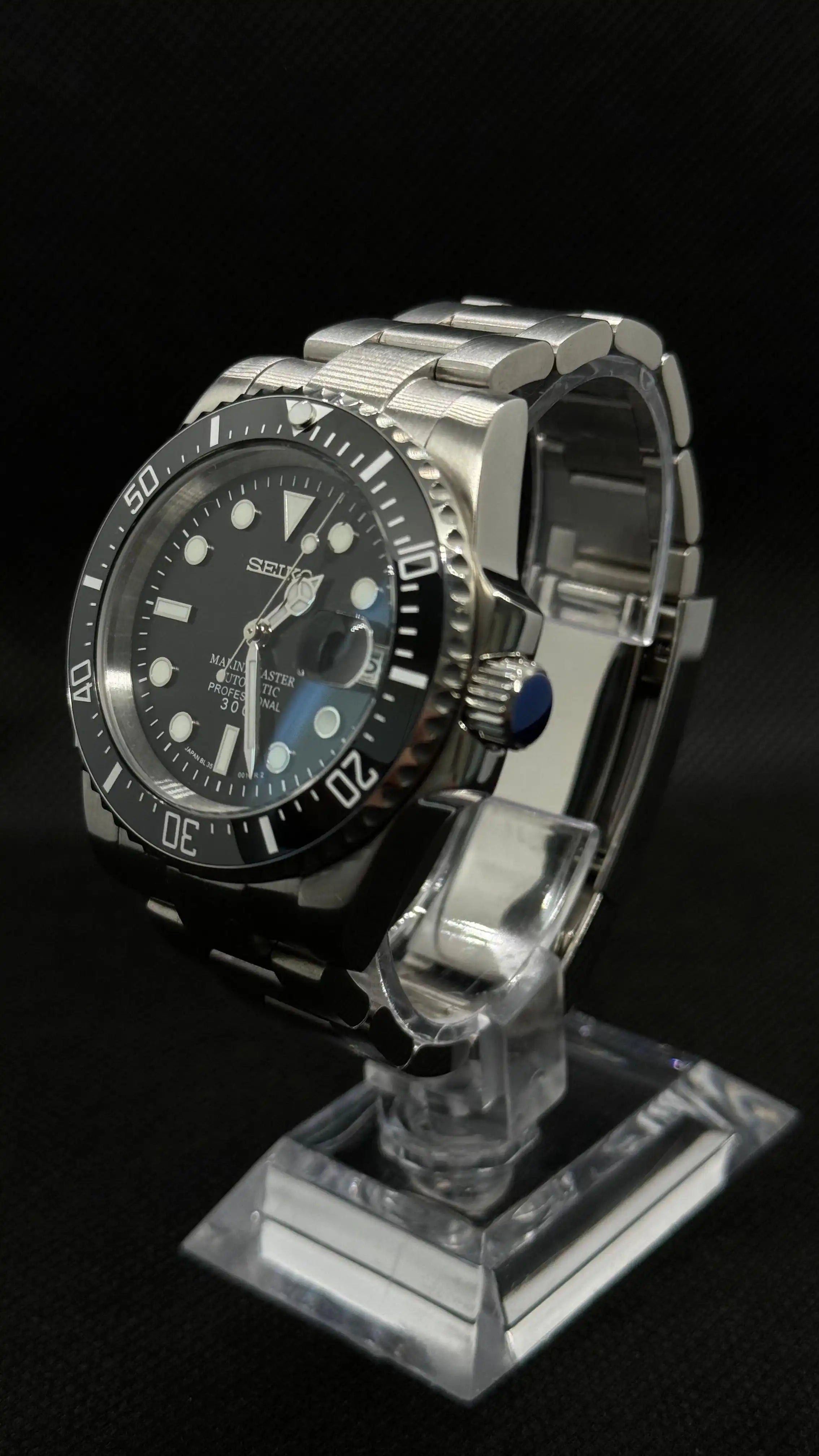 Seiko mod Submariner black - Time2Seiko
