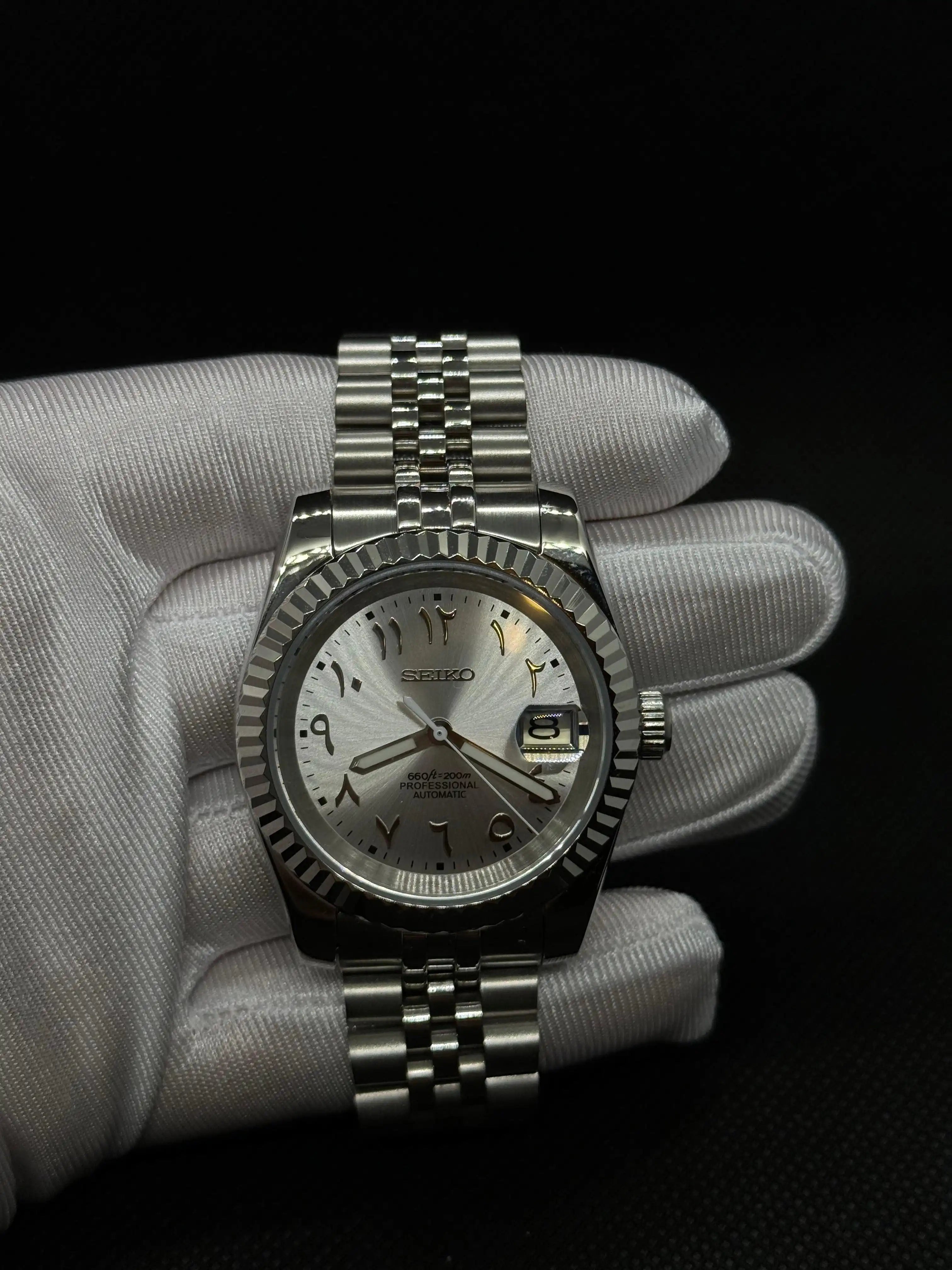 SEIKOJUST Arabic silver - Montre personnalisée Time2Seiko