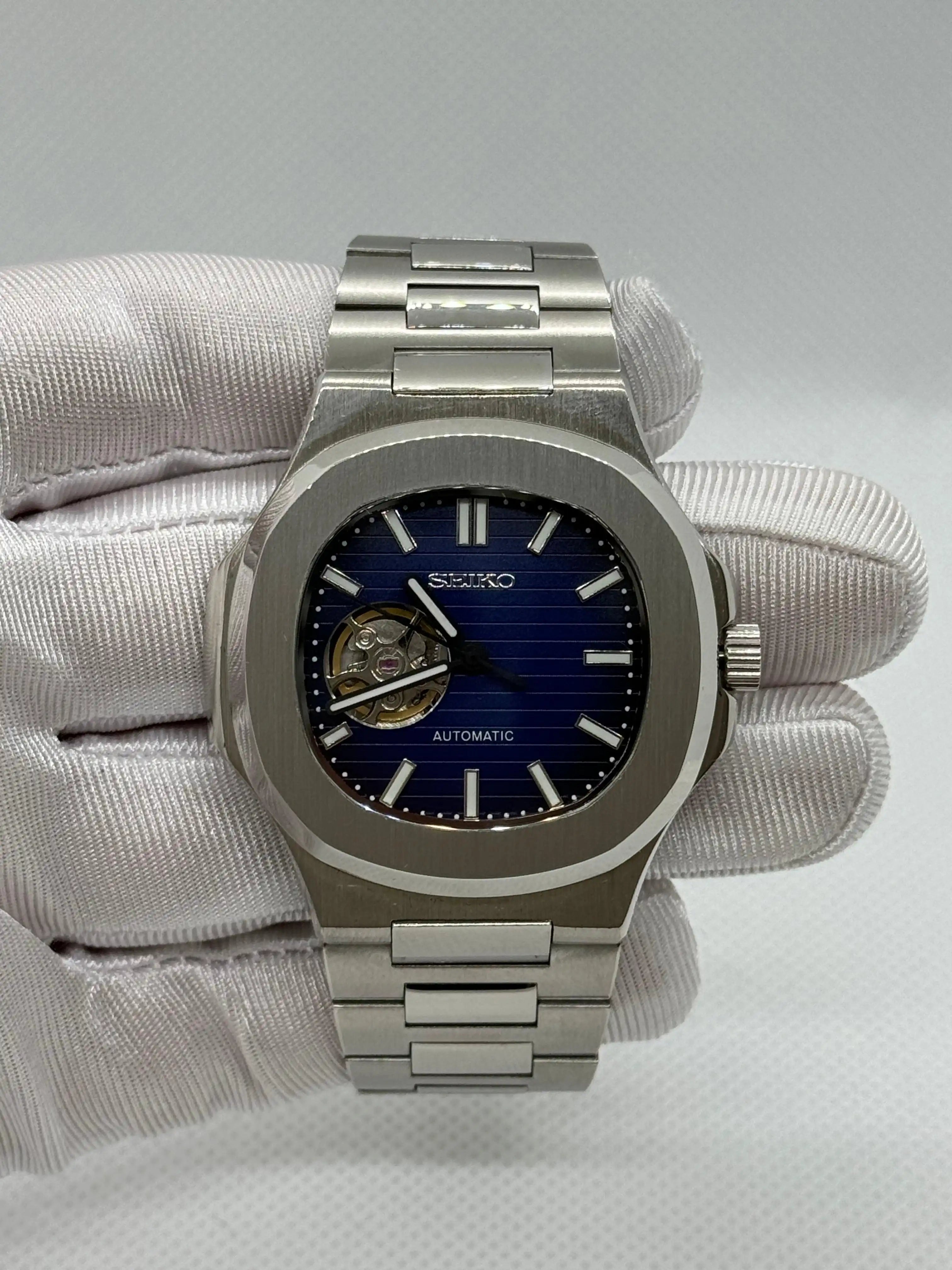 SEIKOLUS cœur ouvert bleue - Montre personnalisée Time2Seiko