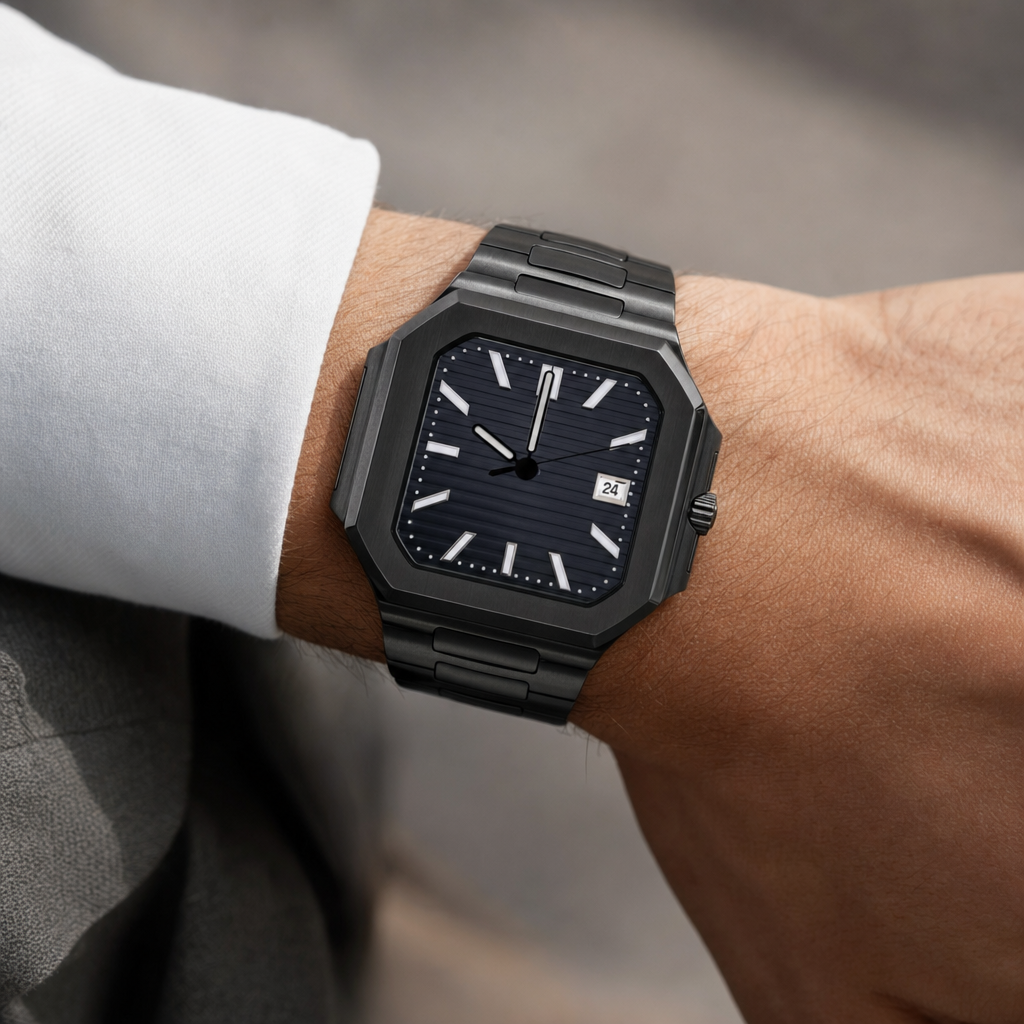 Montre Seiko mod SEIKOCUB black edition portée au poignet — Time2Seiko