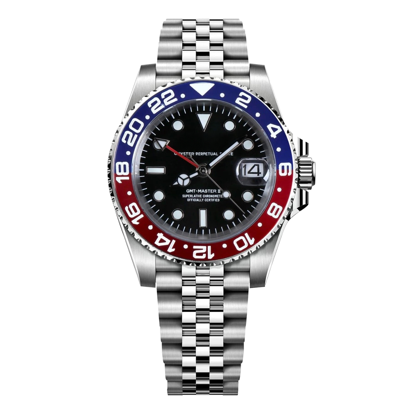 Montre Seiko mod SEIKO GMT pepsi, sur fond blanc — Time2Seiko