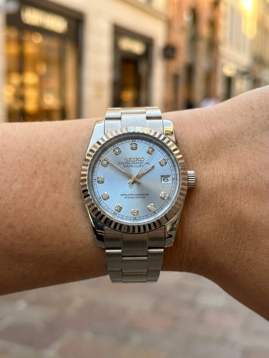 SEIKOJUST blue diamond portée au poignet - Time2Seiko