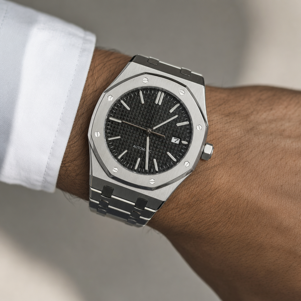 Montre Seiko mod SEIKOAK black portée au poignet — Time2Seiko