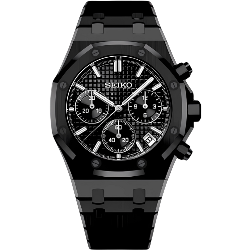 Montre Seiko Mod SEIKOAK chronographe noire - Time2Seiko
