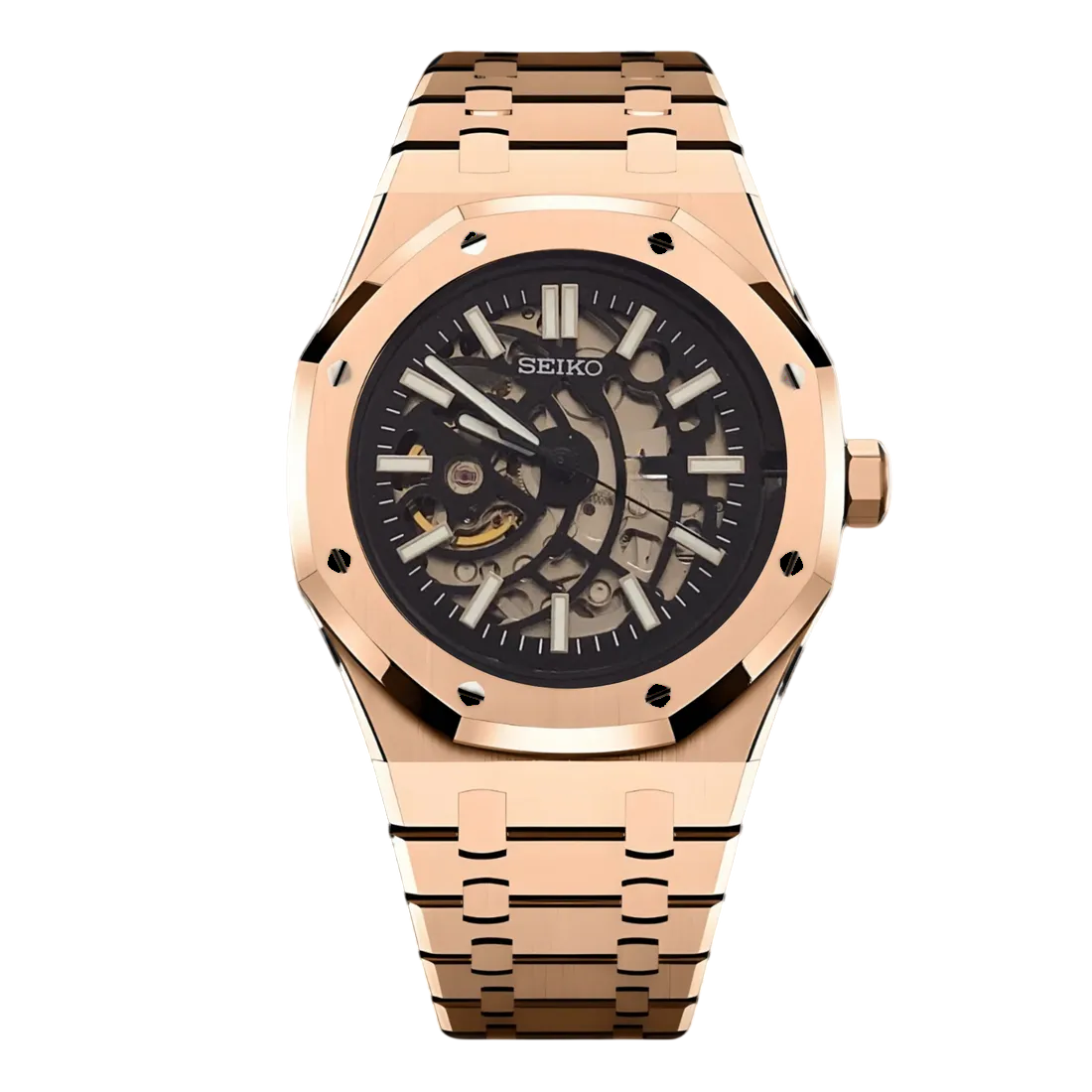 Montre Seiko Mod SEIKOAK squelette rose edition speciale - Time2Seiko