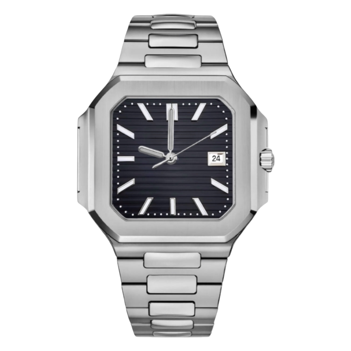 Montre Seiko mod SEIKOCUB noire, sur fond blanc — Time2Seiko