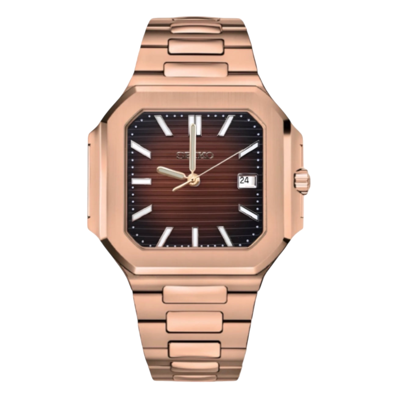 Montre Seiko Mod SEIKOCUB or rose marron - Time2Seiko