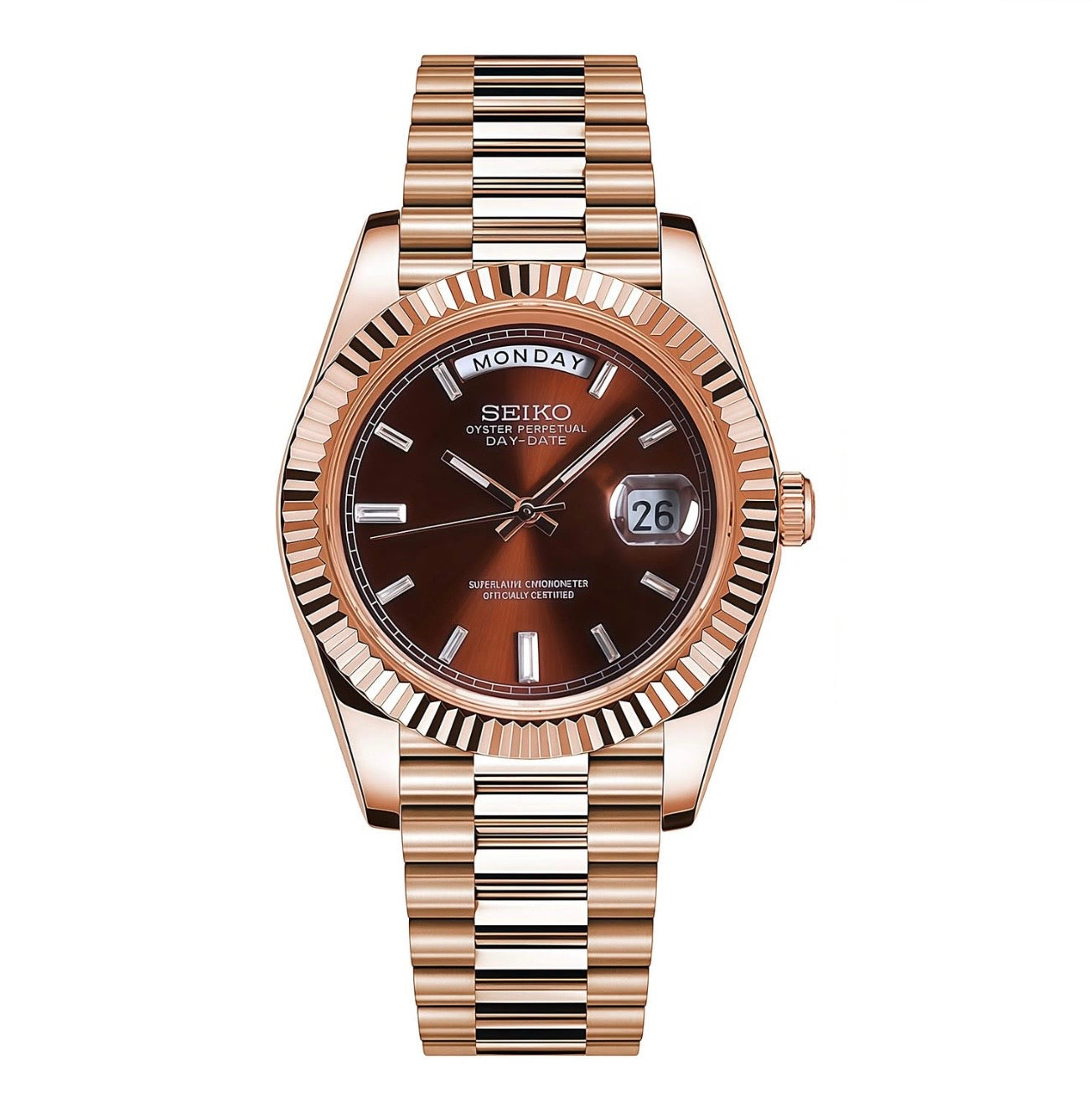 Montre Seiko Mod SEIKODATE or rose chocolat - Time2Seiko
