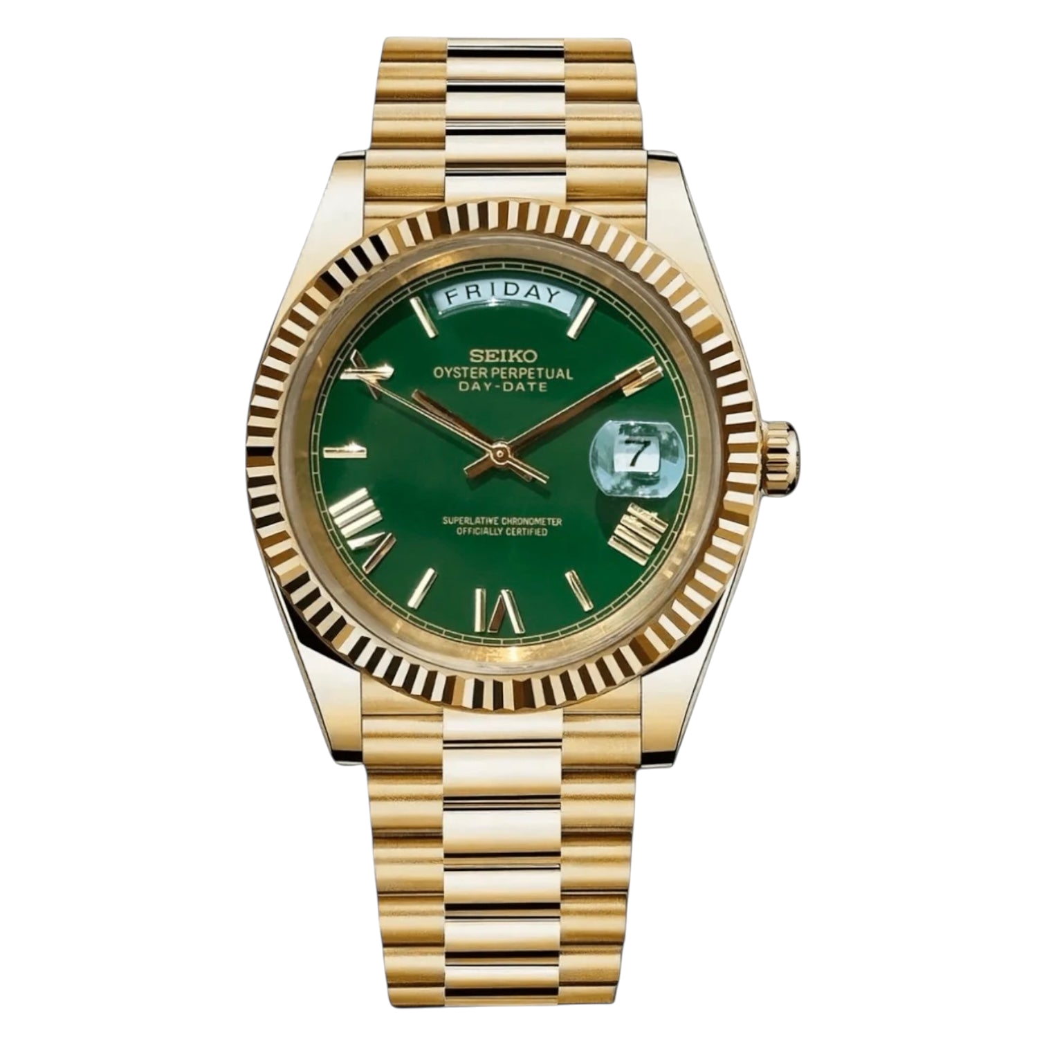 Montre Seiko Mod SEIKODATE roman or verte - Time2Seiko
