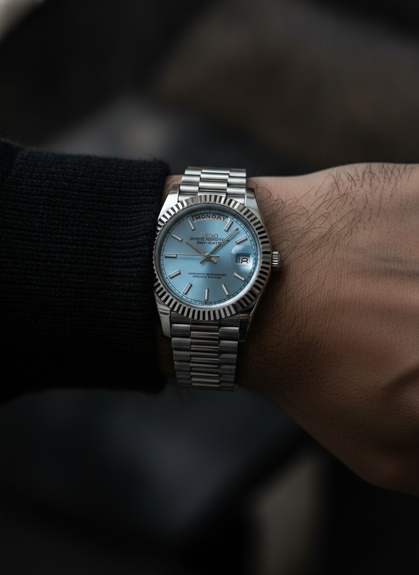 Montre Seiko Mod SEIKODATE Tiffany portée au poignet