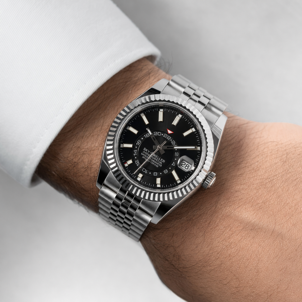 Montre Seiko mod SEIKODWELLER noire portée au poignet — Time2Seiko