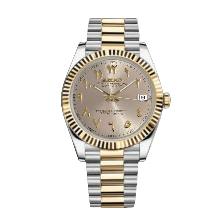 Montre Seiko Mod SEIKOJUST beige or blanc arabic - Time2Seiko