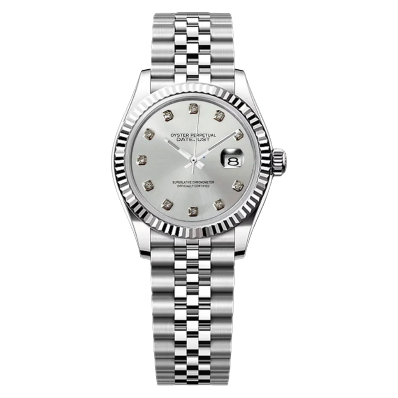 Montre Seiko mod SEIKOJUST femme diamants white, sur fond blanc — Time2Seiko