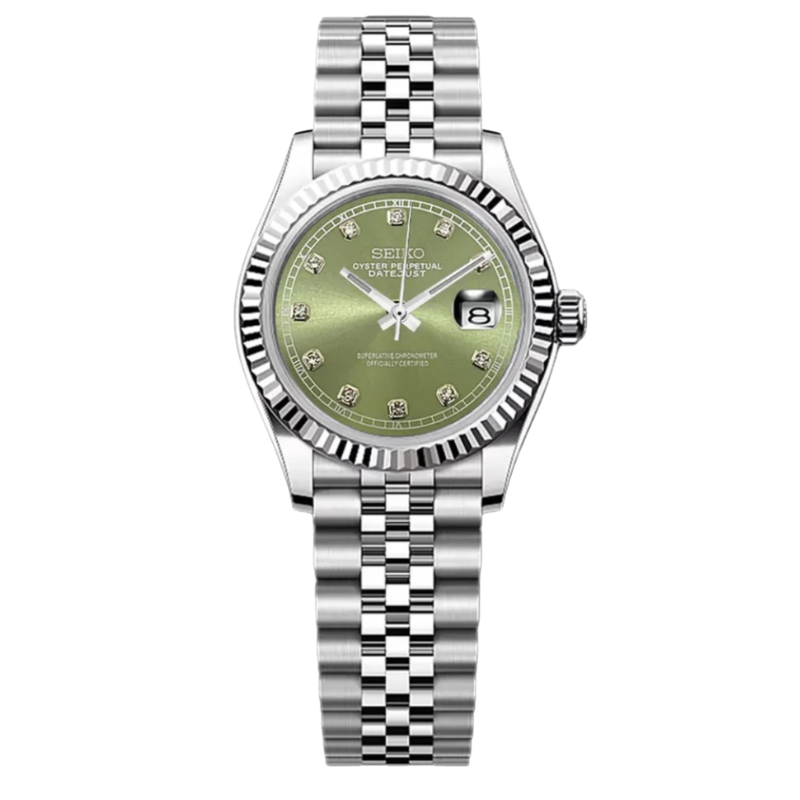 Montre Seiko Mod SEIKOJUST femme olive diamants - Time2Seiko