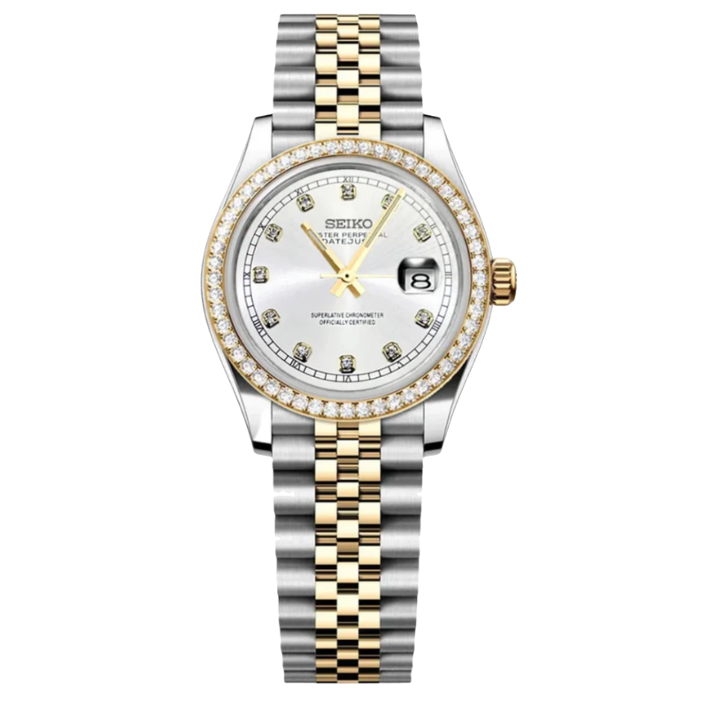 Montre Seiko Mod SEIKOJUST femme two-tone or diamants II - Time2Seiko