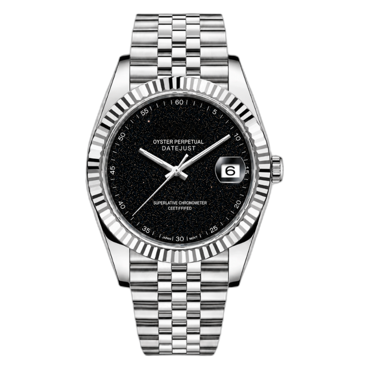 Montre Seiko mod SEIKOJUST galaxy, sur fond blanc — Time2Seiko