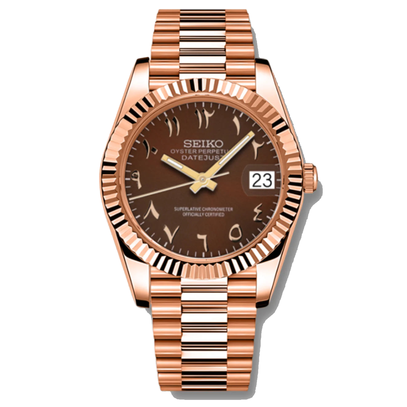Montre Seiko Mod SEIKOJUST or rose arabic - Time2Seiko