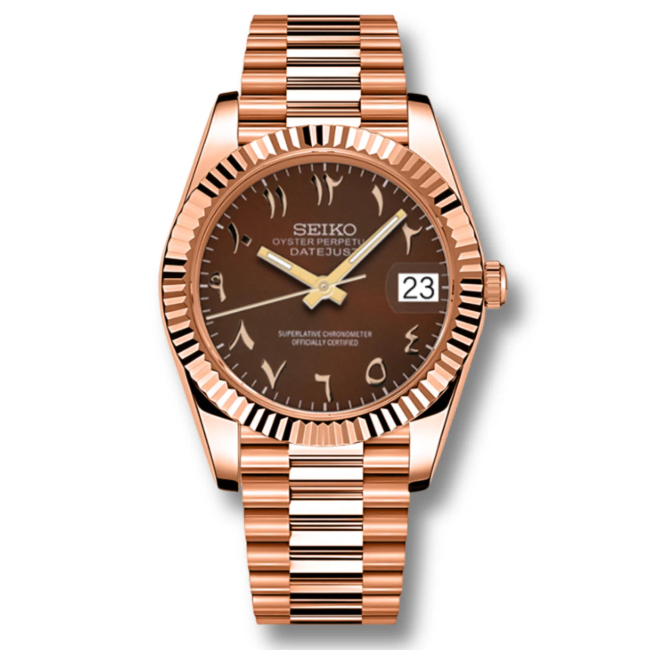 Montre Seiko Mod SEIKOJUST or rose arabic - Time2Seiko