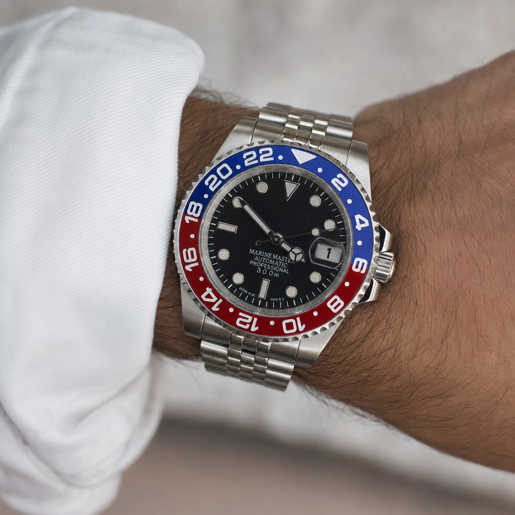 Montre Seiko mod SEIKOMARINER Pepsi portée au poignet — Time2Seiko
