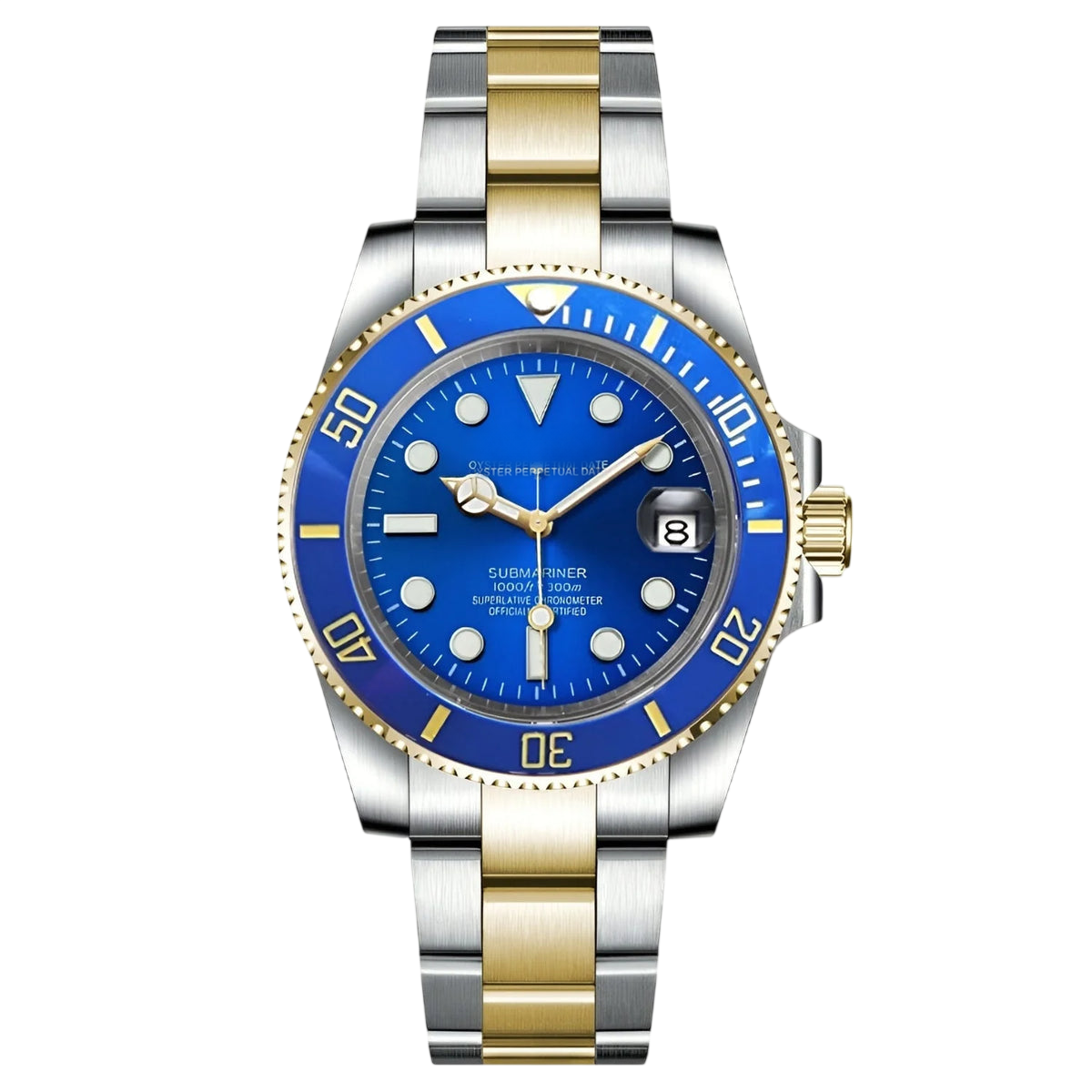 Montre Seiko mod SEIKOMARINER two tone océan, vue de face — Time2Seiko