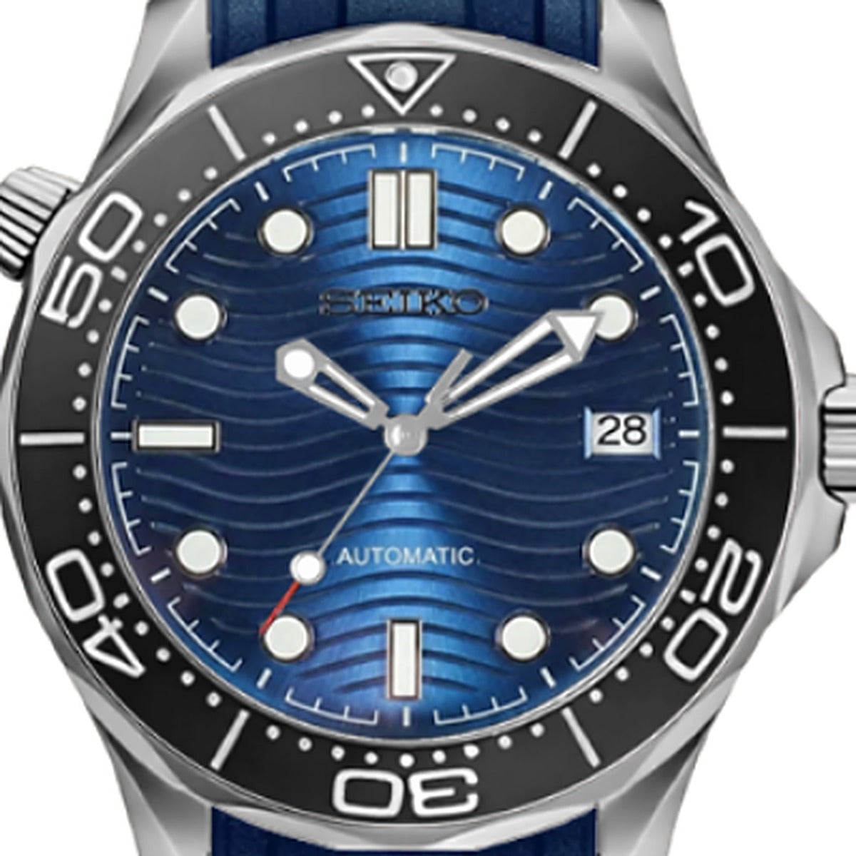SEIKOMASTER blue rubber — macro cadran — Time2Seiko