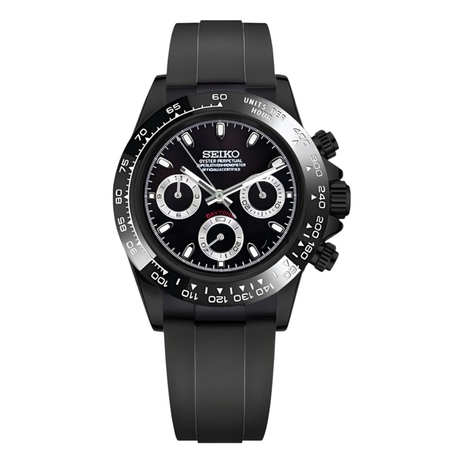 Montre Seiko Mod SEIKONA black edition caoutchouc - Time2Seiko