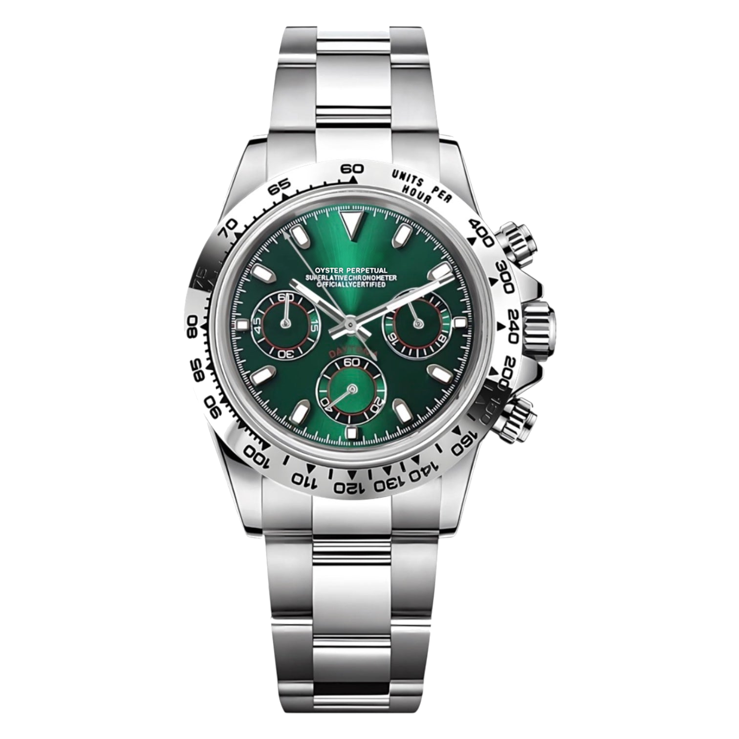 Montre Seiko mod SEIKONA verte, sur fond blanc — Time2Seiko