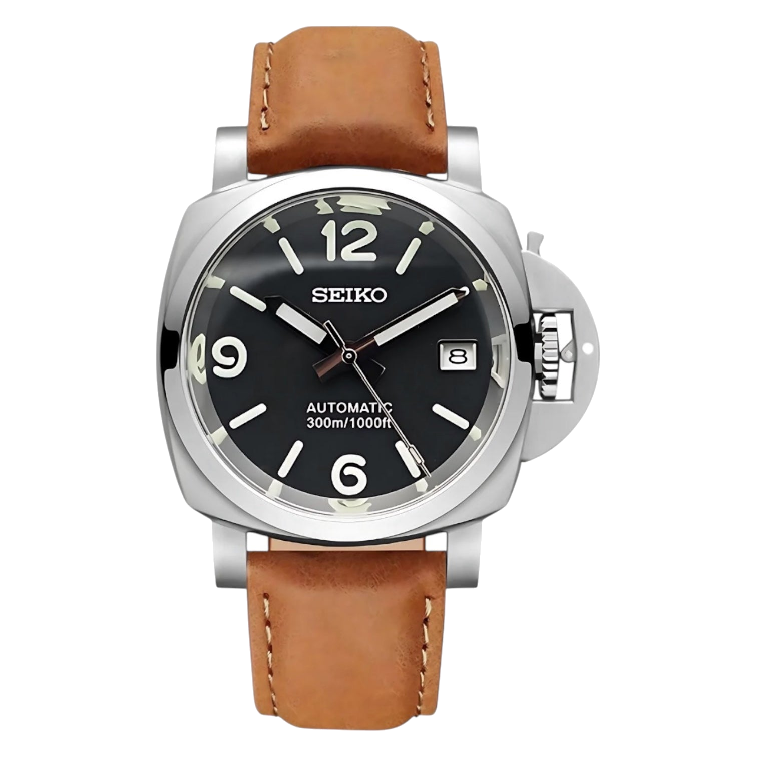 Montre Seiko Mod SEIKOPANEI sable cuir - Time2Seiko