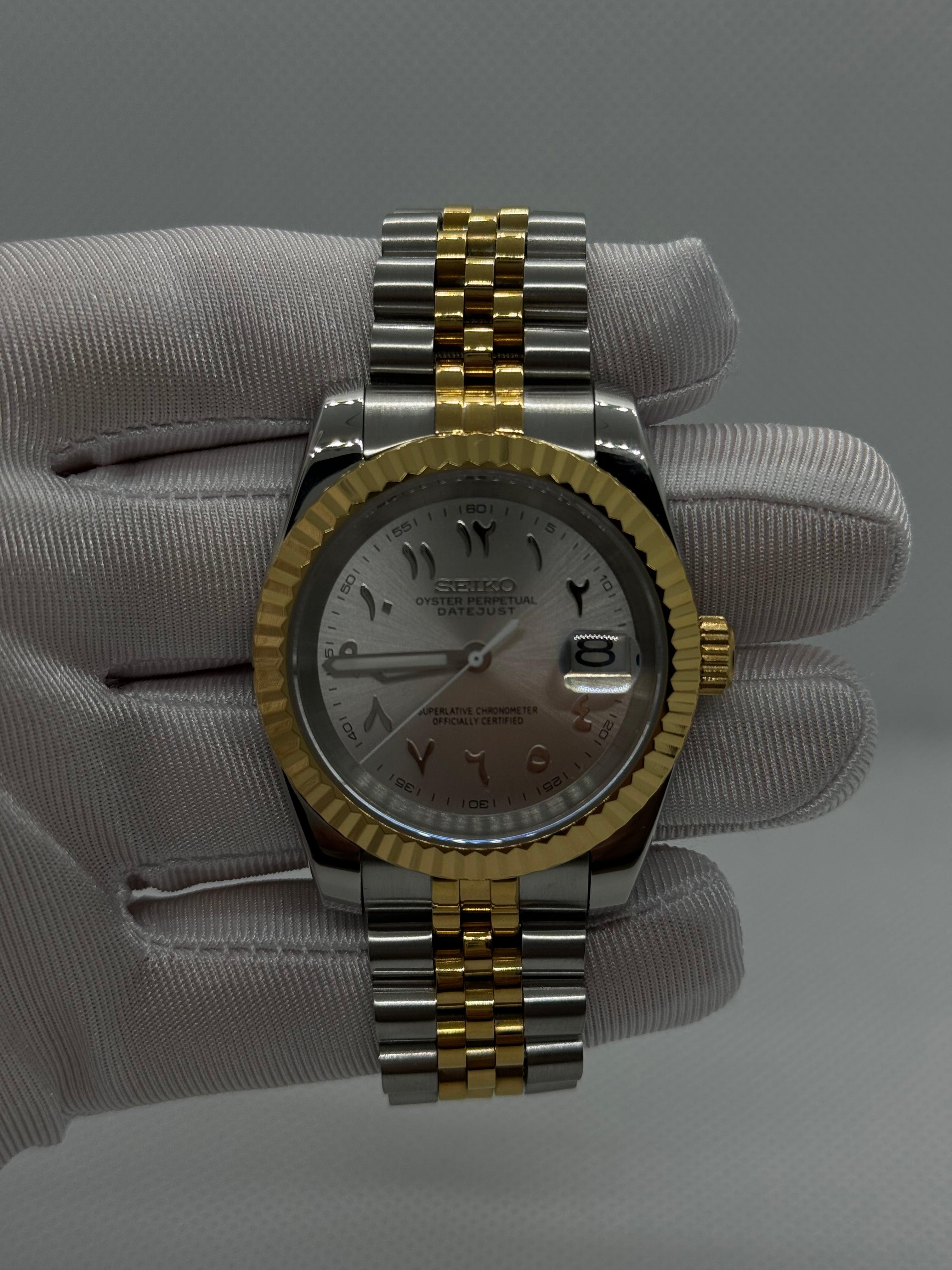 Seiko mod Datejust acier / doré Arabic - Time2Seiko