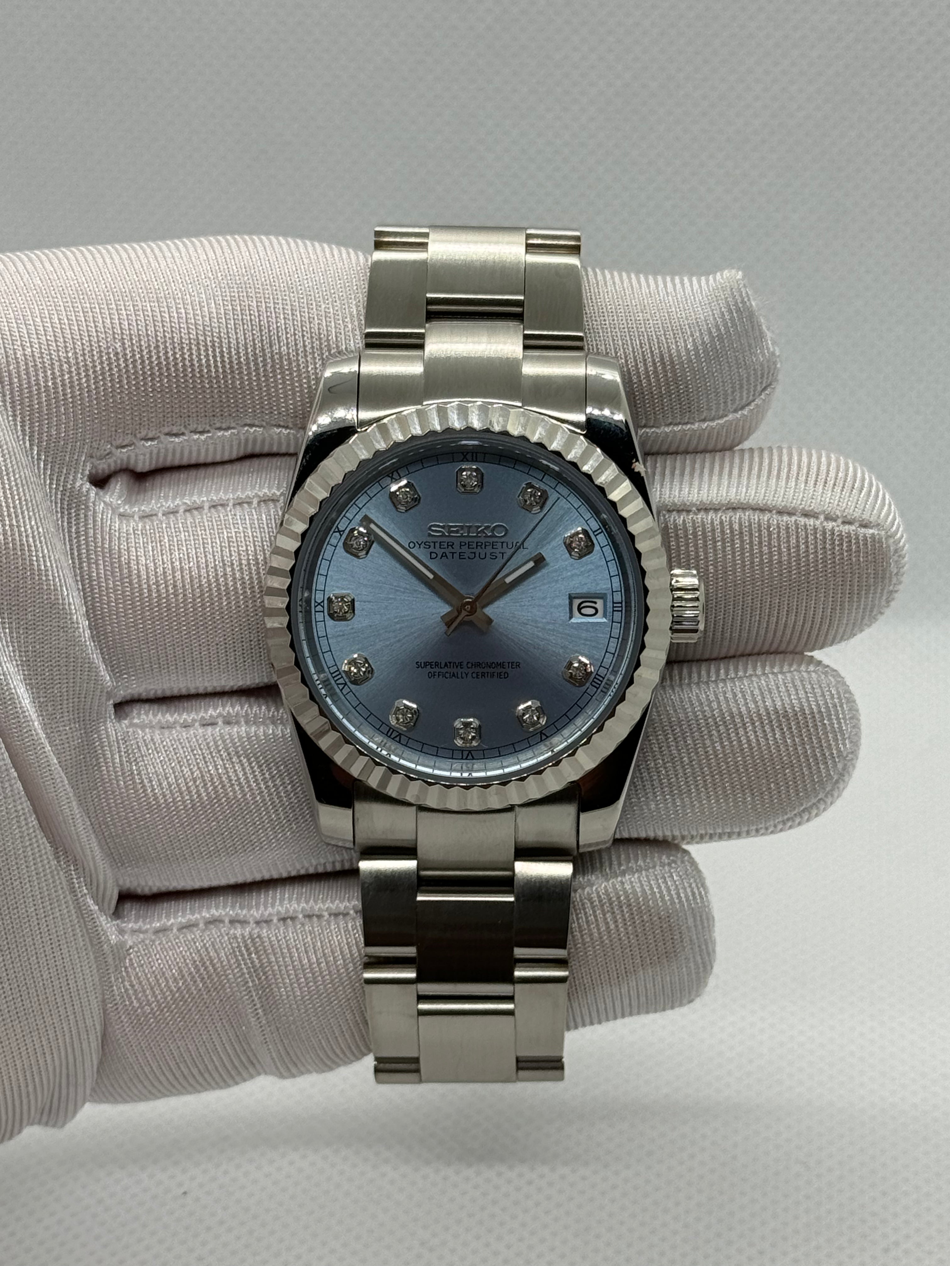 Seiko mod Datejust blue diamond