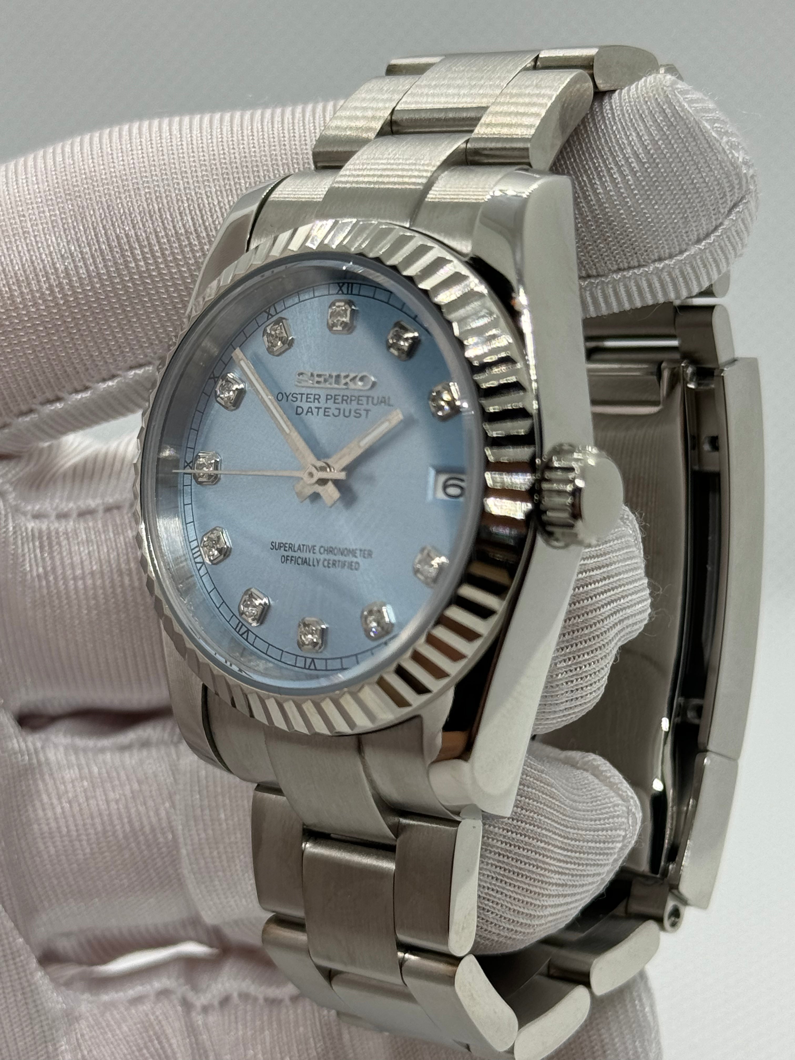 Seiko mod Datejust blue diamond