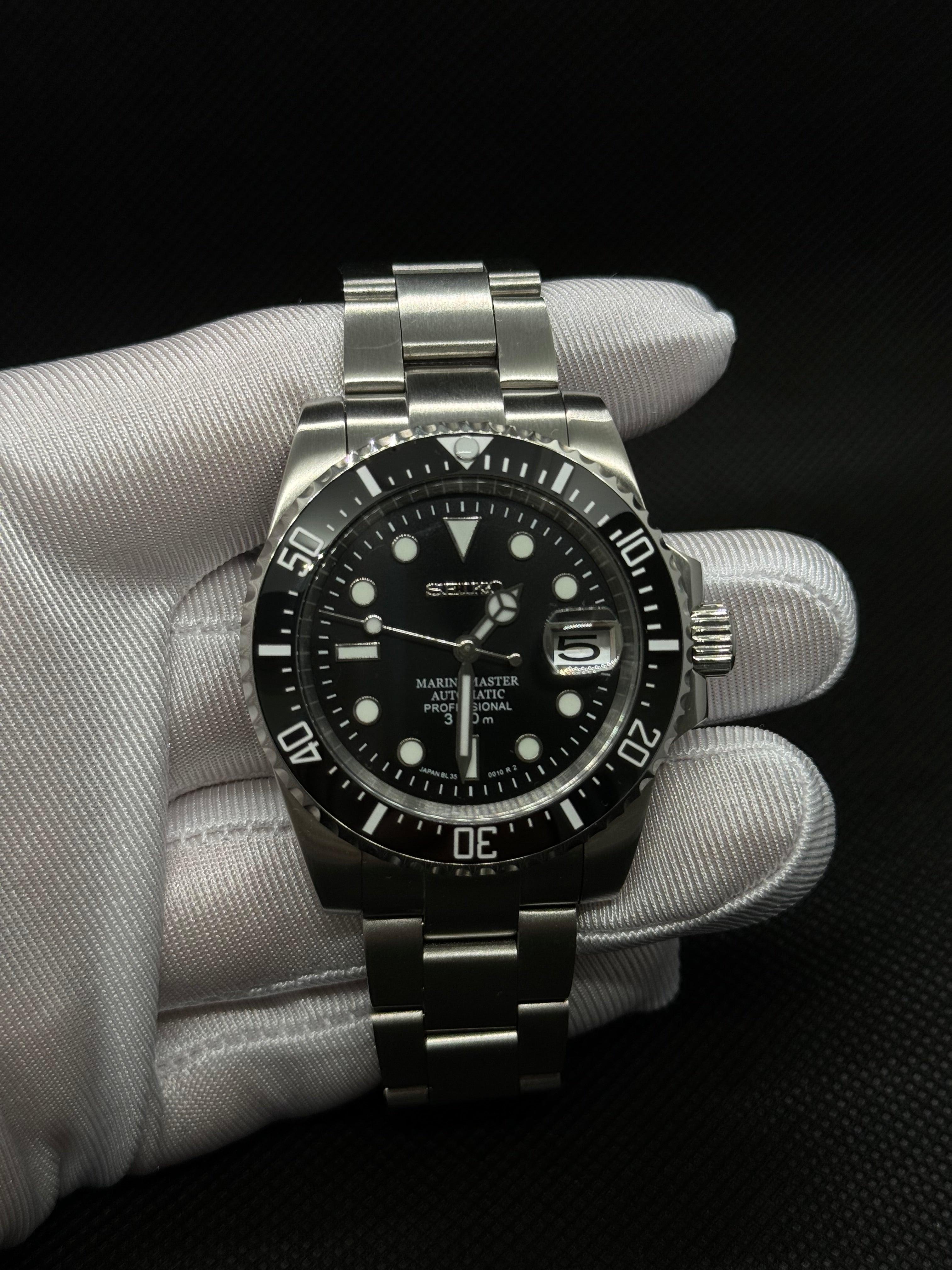 Seiko mod Submariner black - Time2Seiko