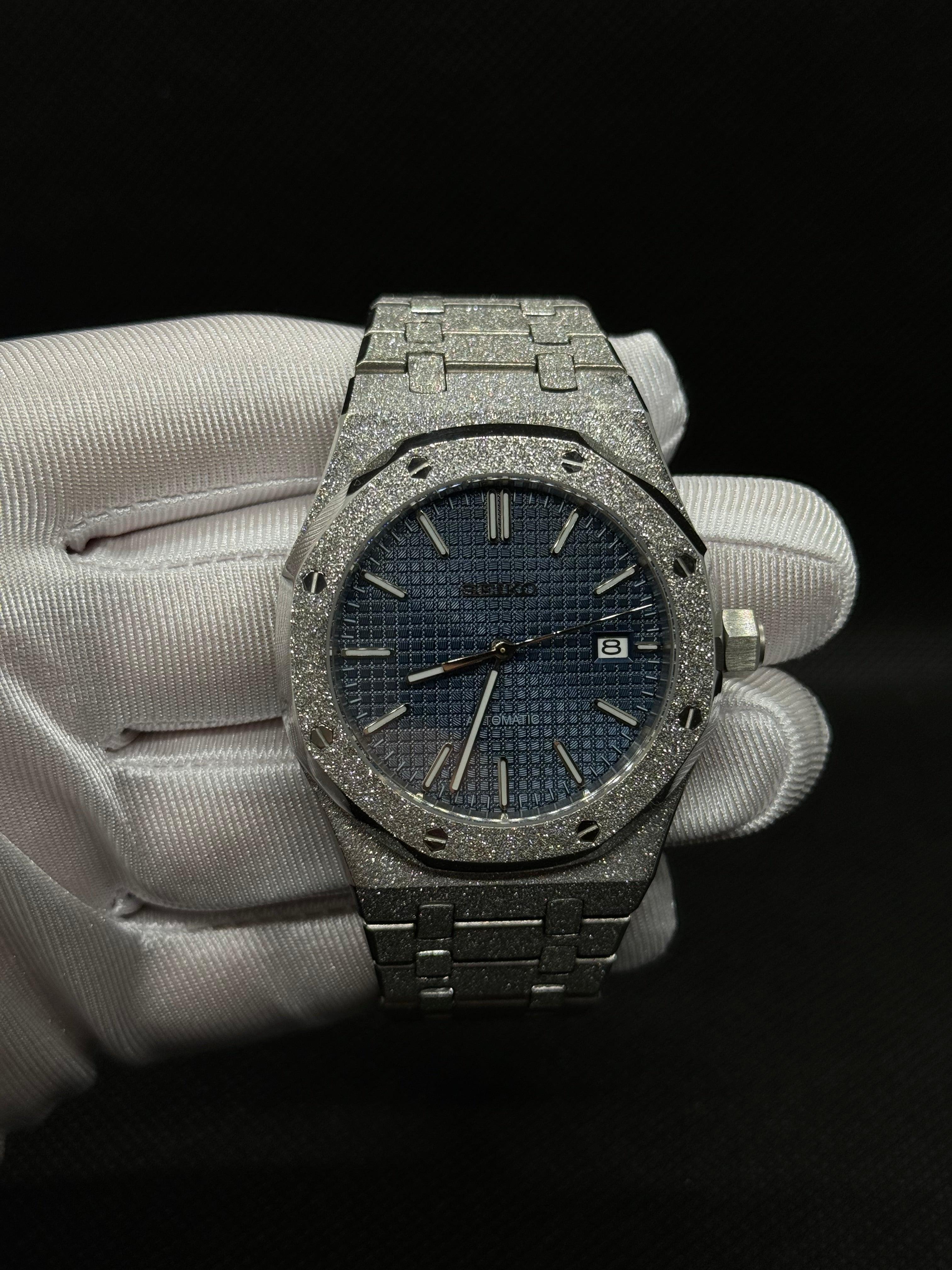 Seiko mod Royal Oak brillante bleue - Time2Seiko