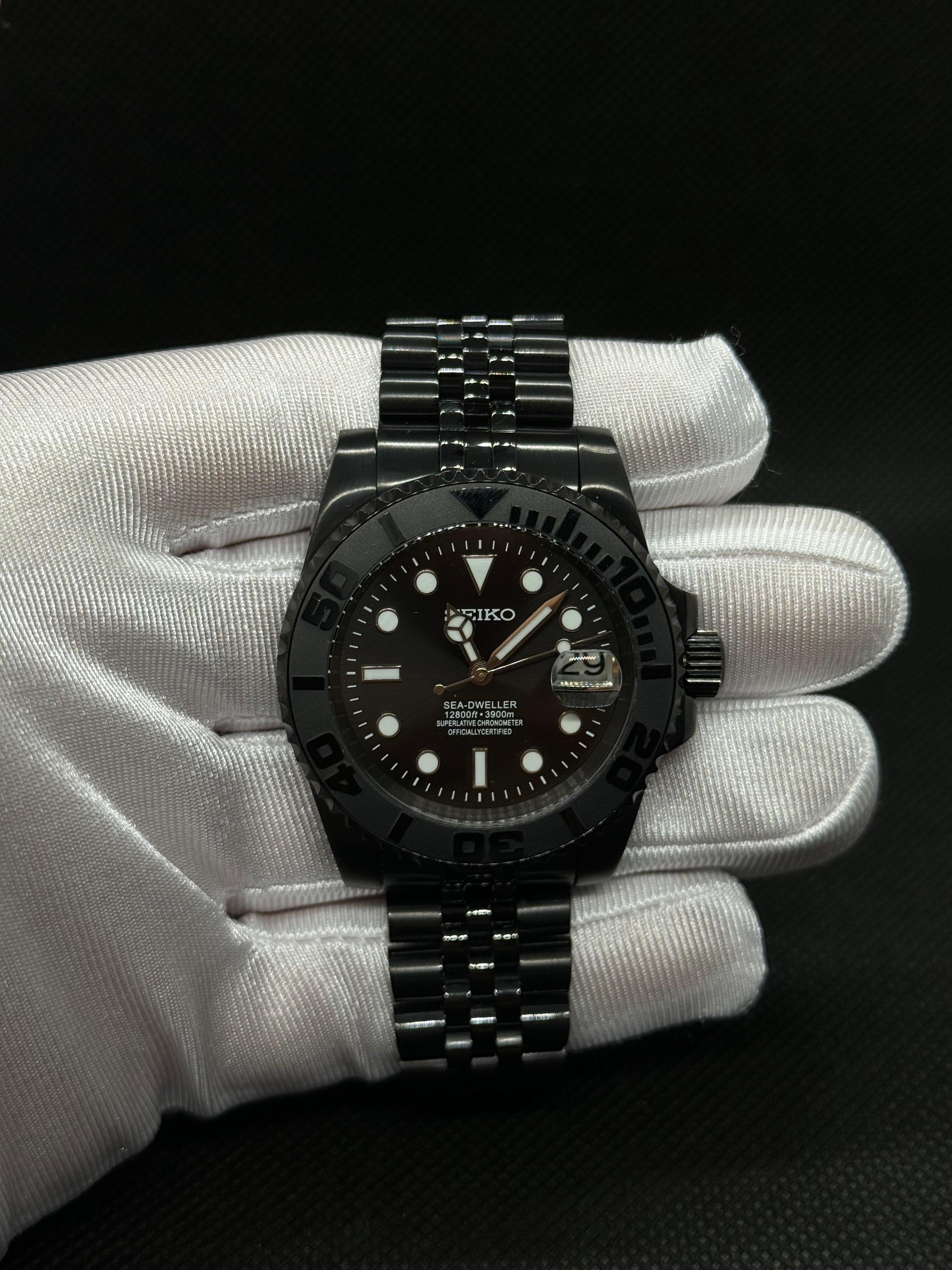 Seiko mod Submariner full black - Time2Seiko