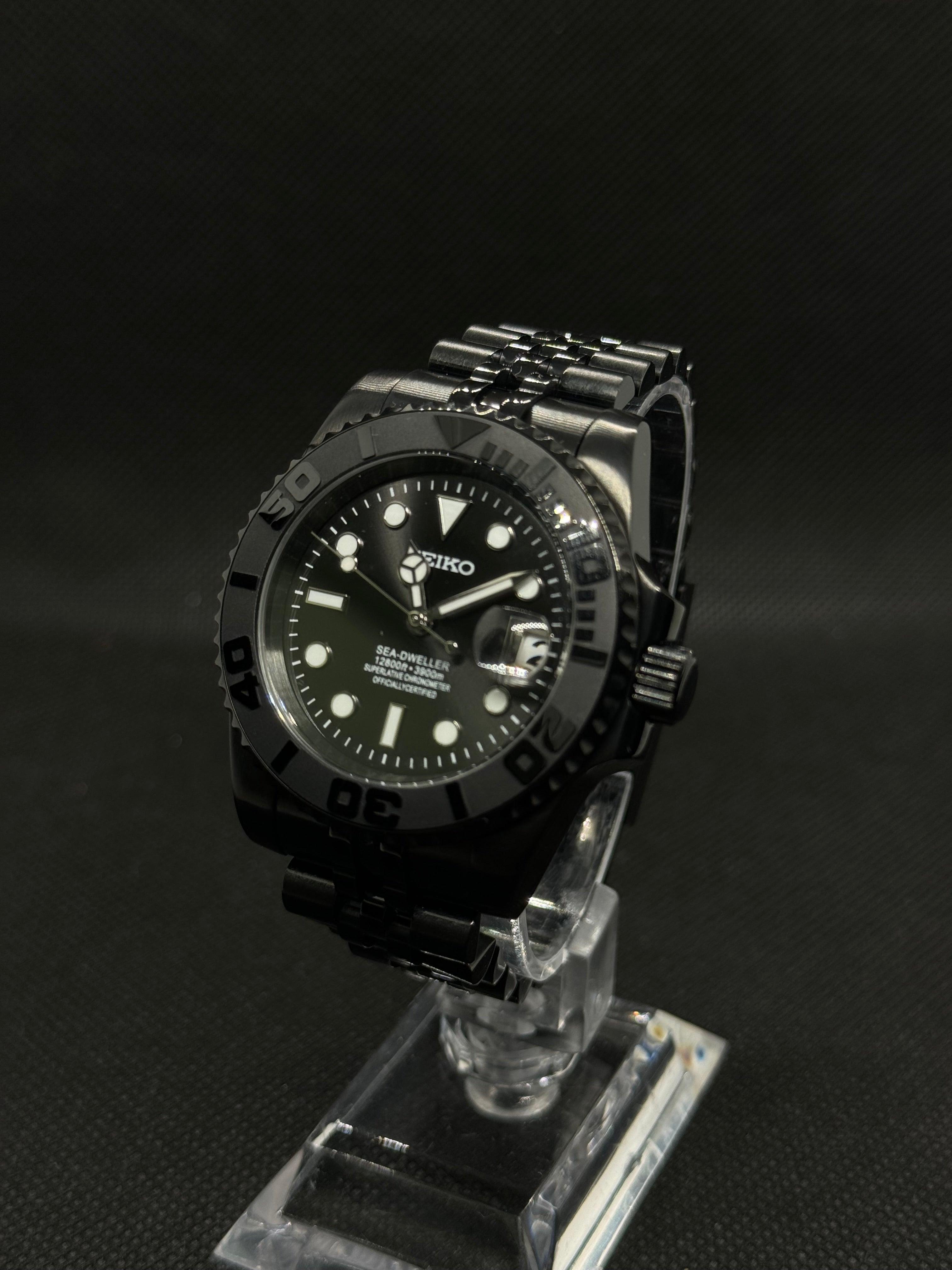 Seiko mod Submariner full black - Time2Seiko