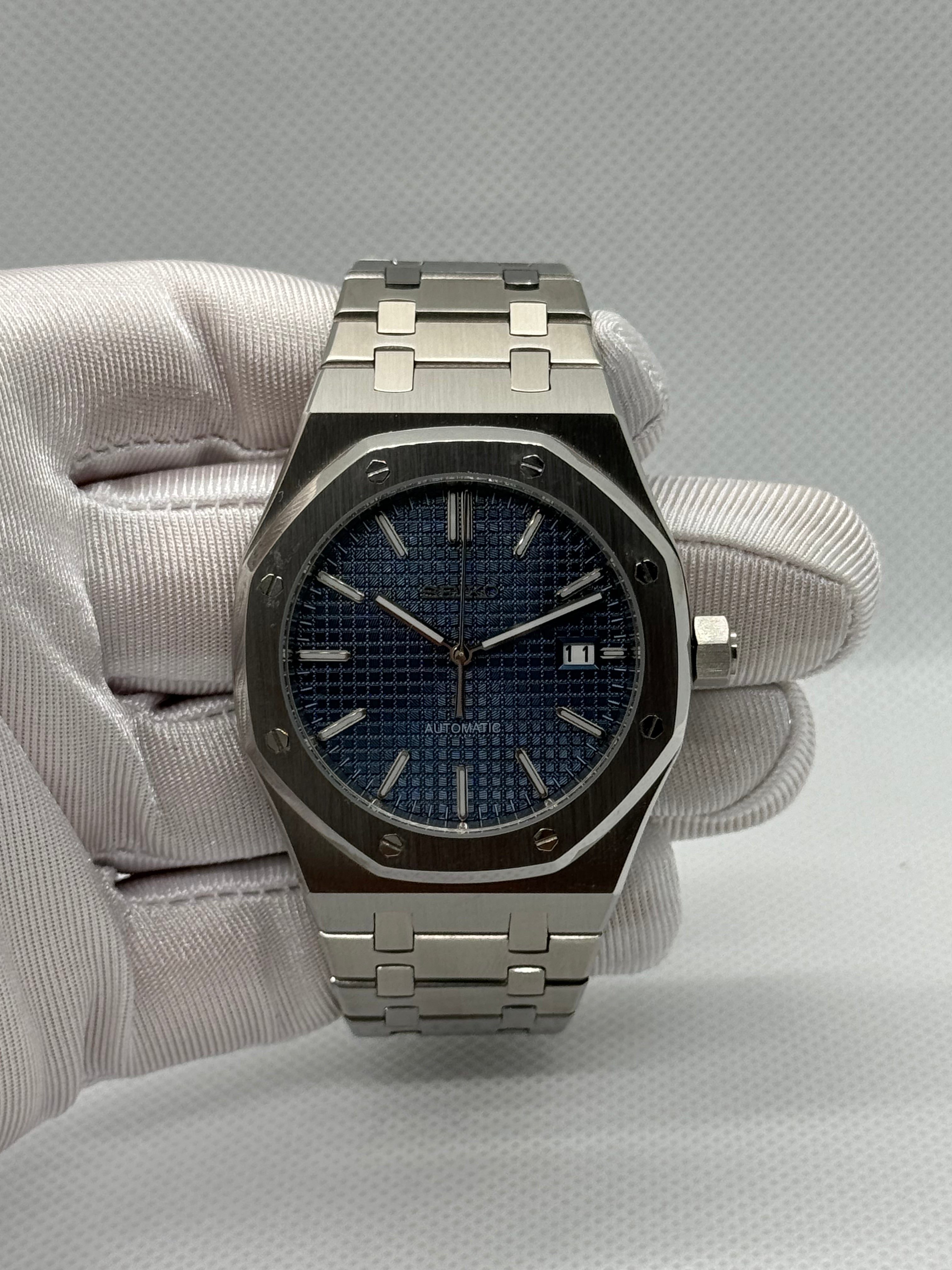 Seiko mod royal oak bleue - Time2Seiko