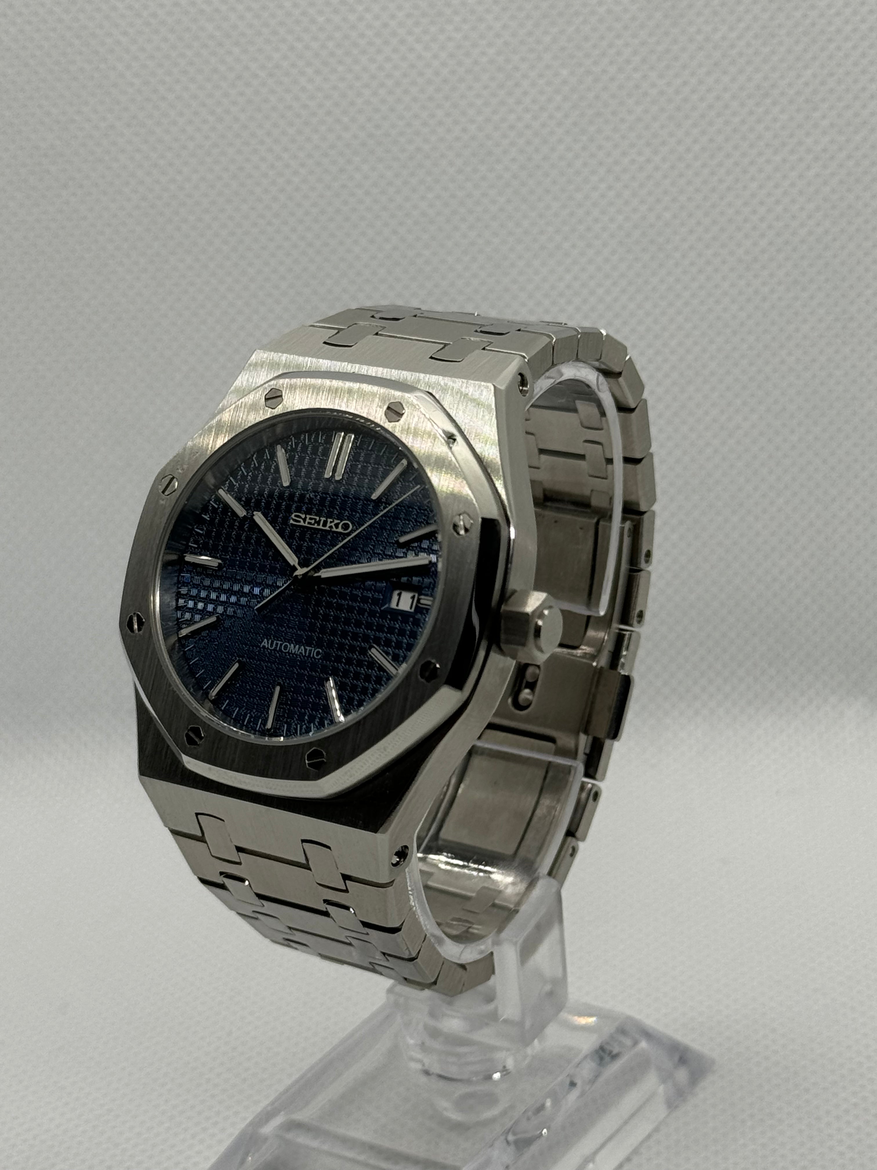 Seiko mod royal oak bleue - Time2Seiko