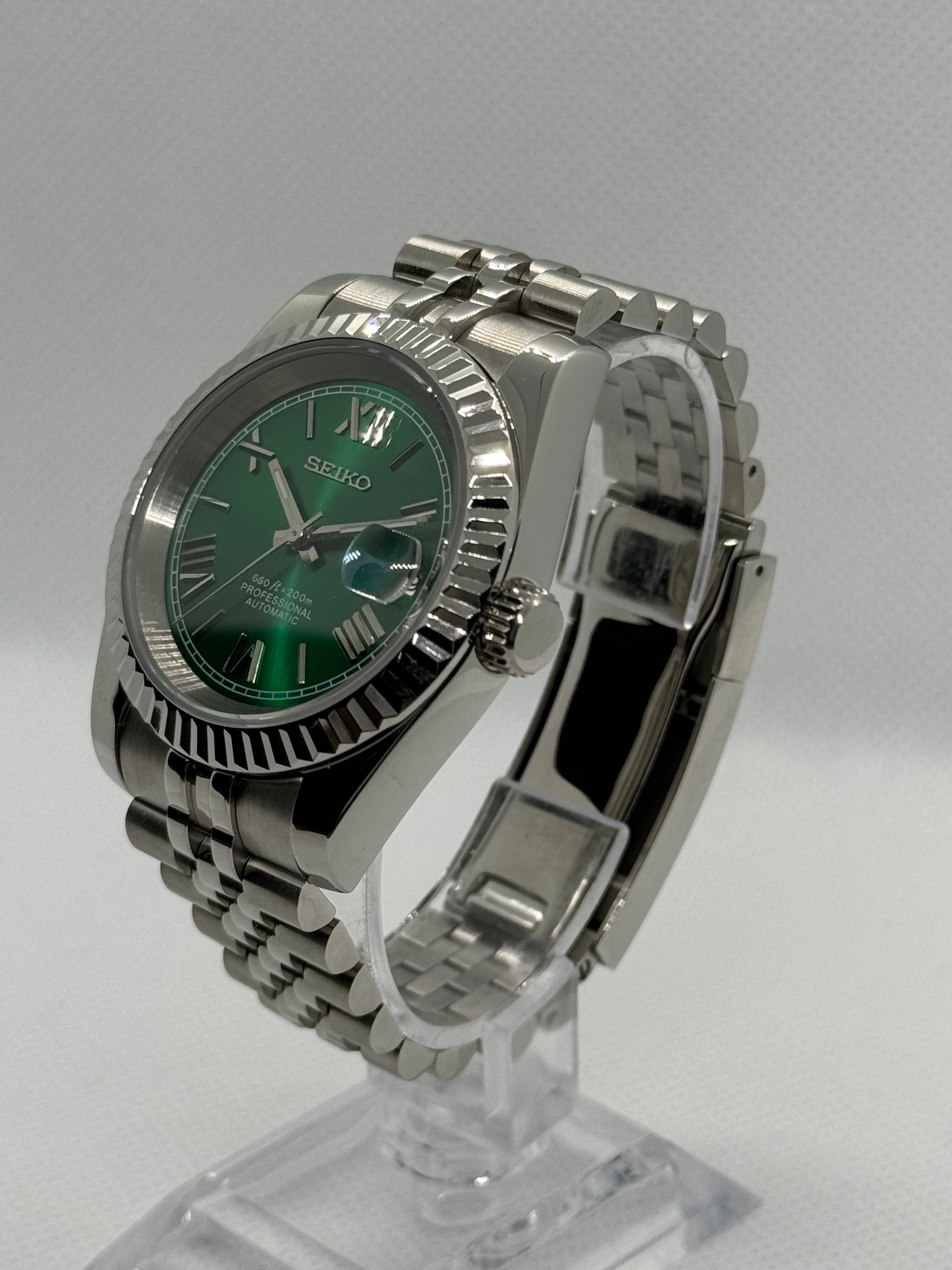 Seiko mod Datejust Roman verte