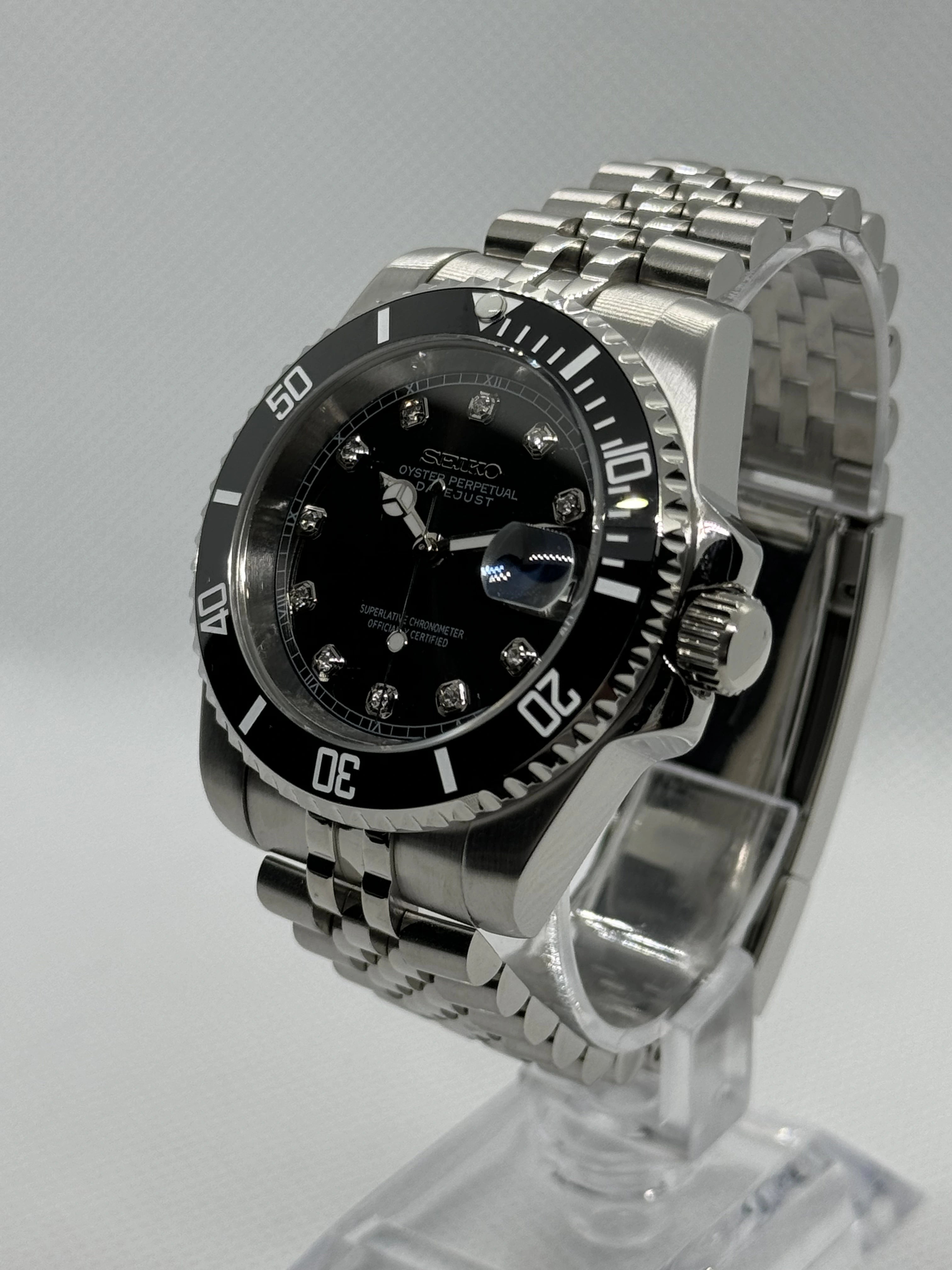 Seiko mod submariner diamond black