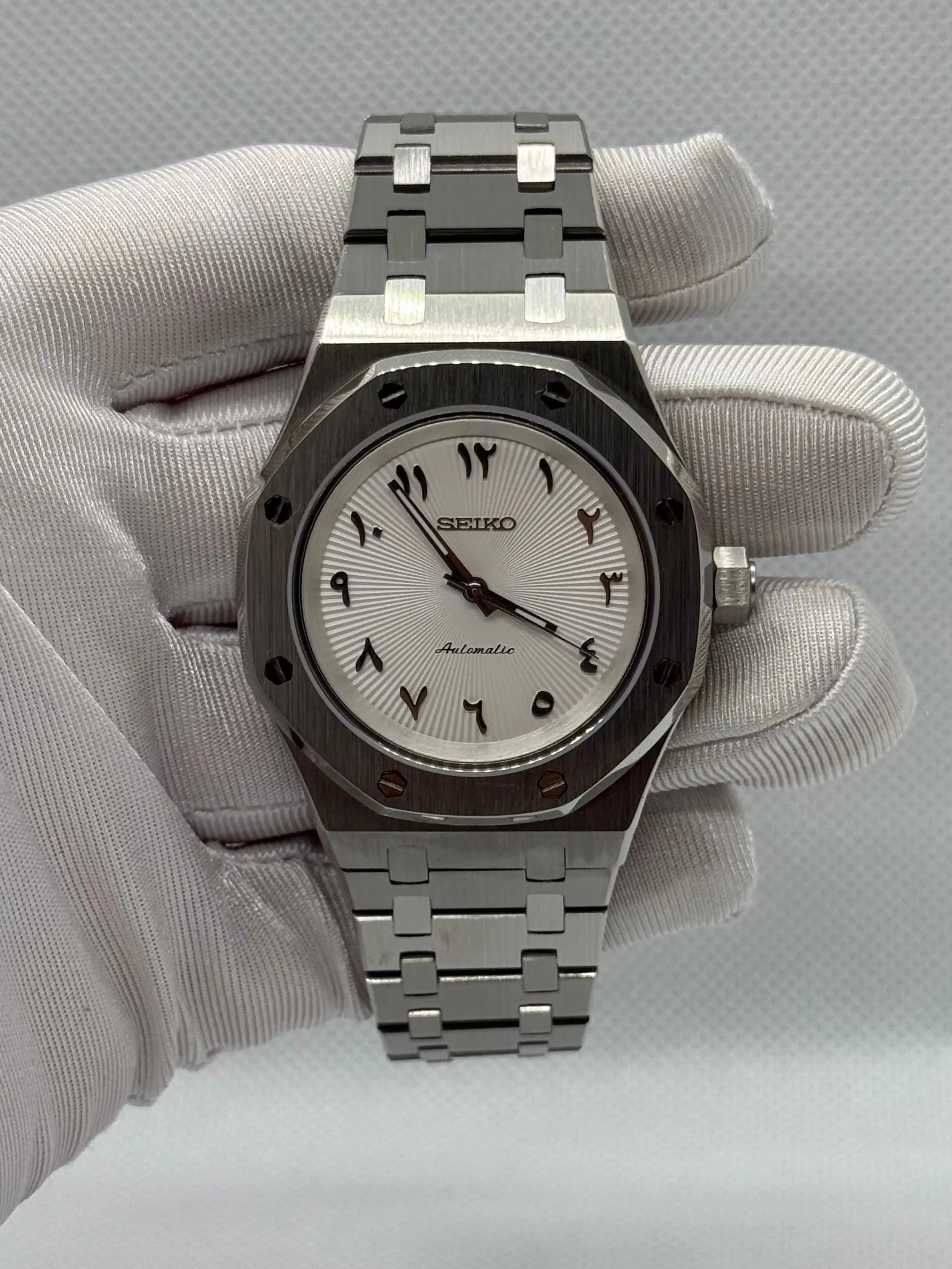 SEIKOAK Arabic white - Montre personnalisée Time2Seiko