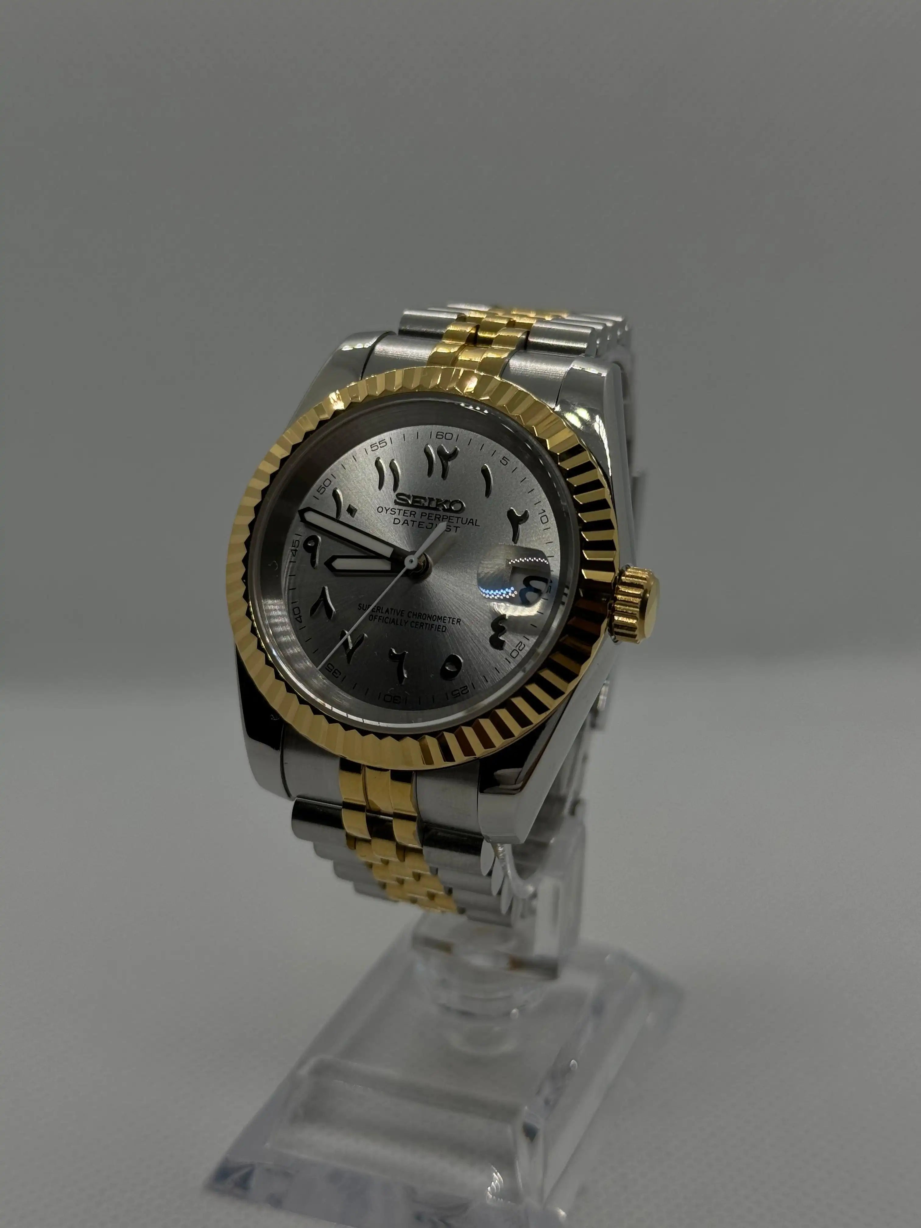 SEIKOJUST acier / doré Arabic - Montre personnalisée Time2Seiko