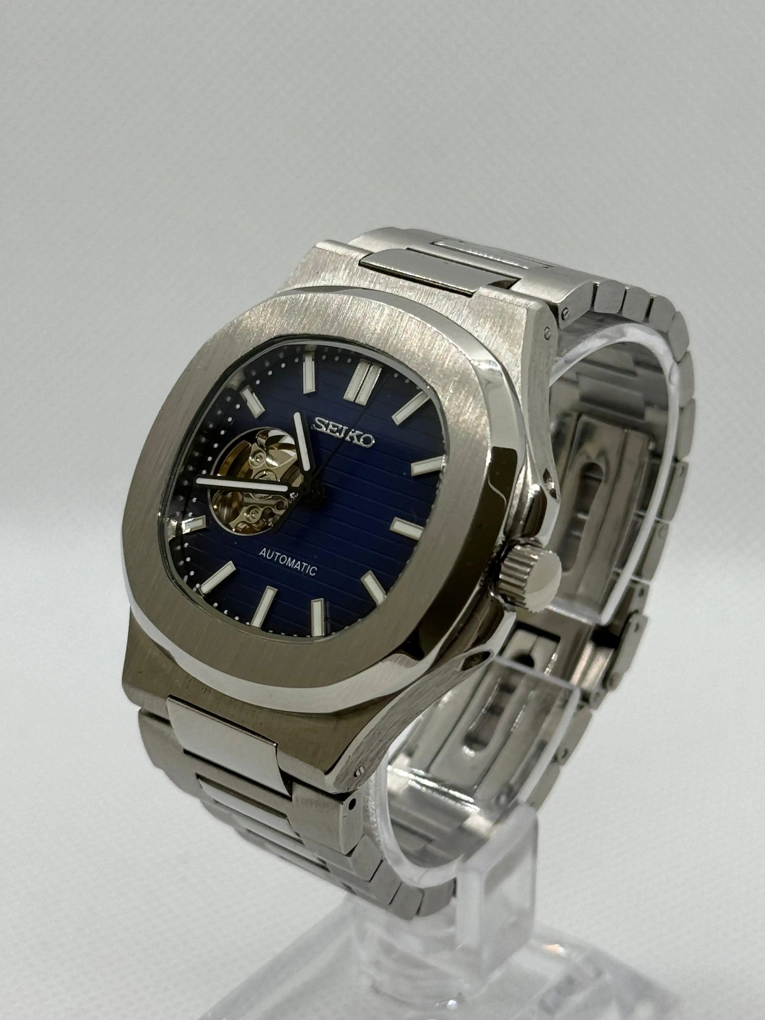 SEIKOLUS cœur ouvert bleue - Montre personnalisée Time2Seiko