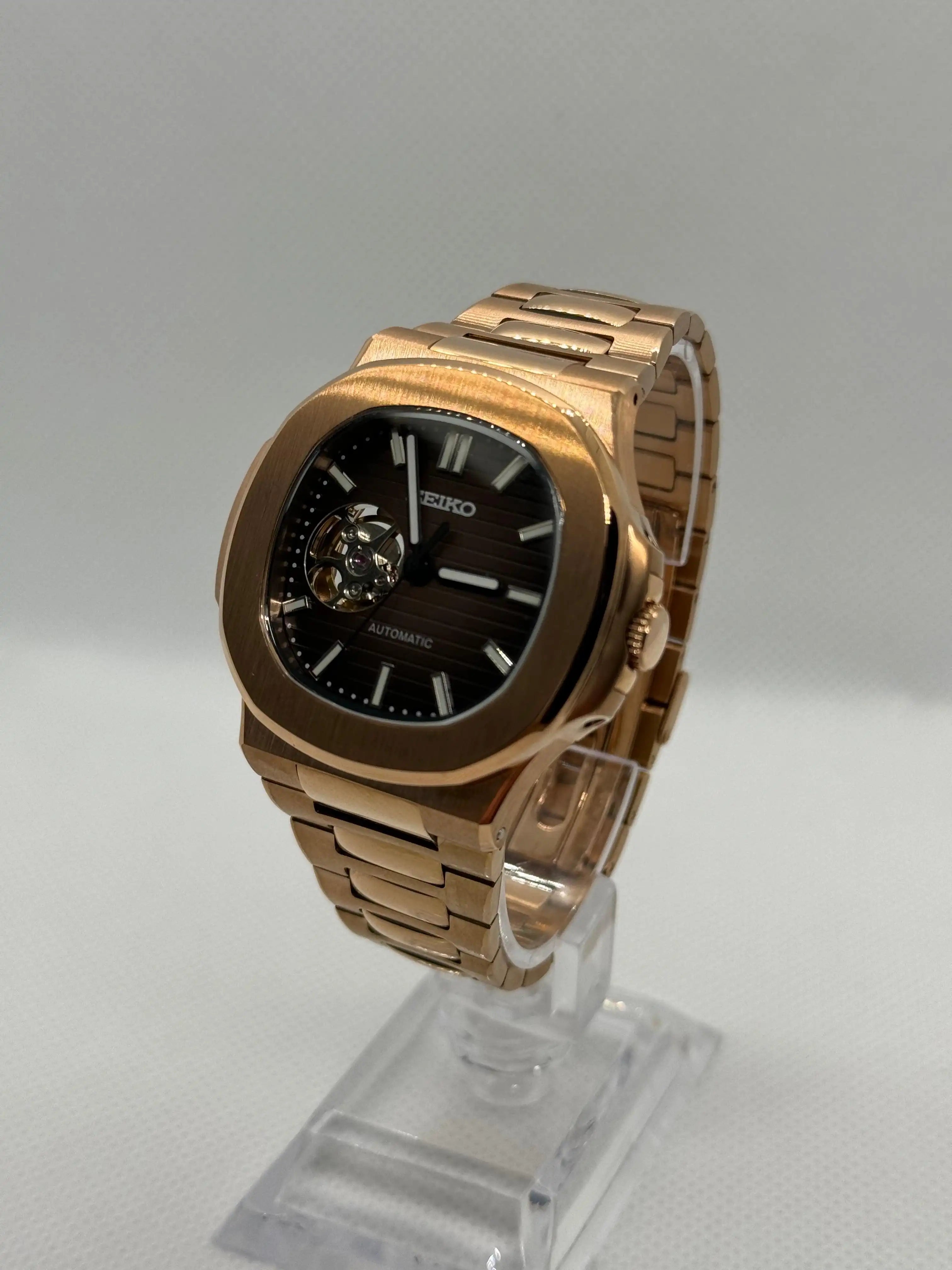 SEIKOLUS cœur ouvert brown - Montre personnalisée Time2Seiko