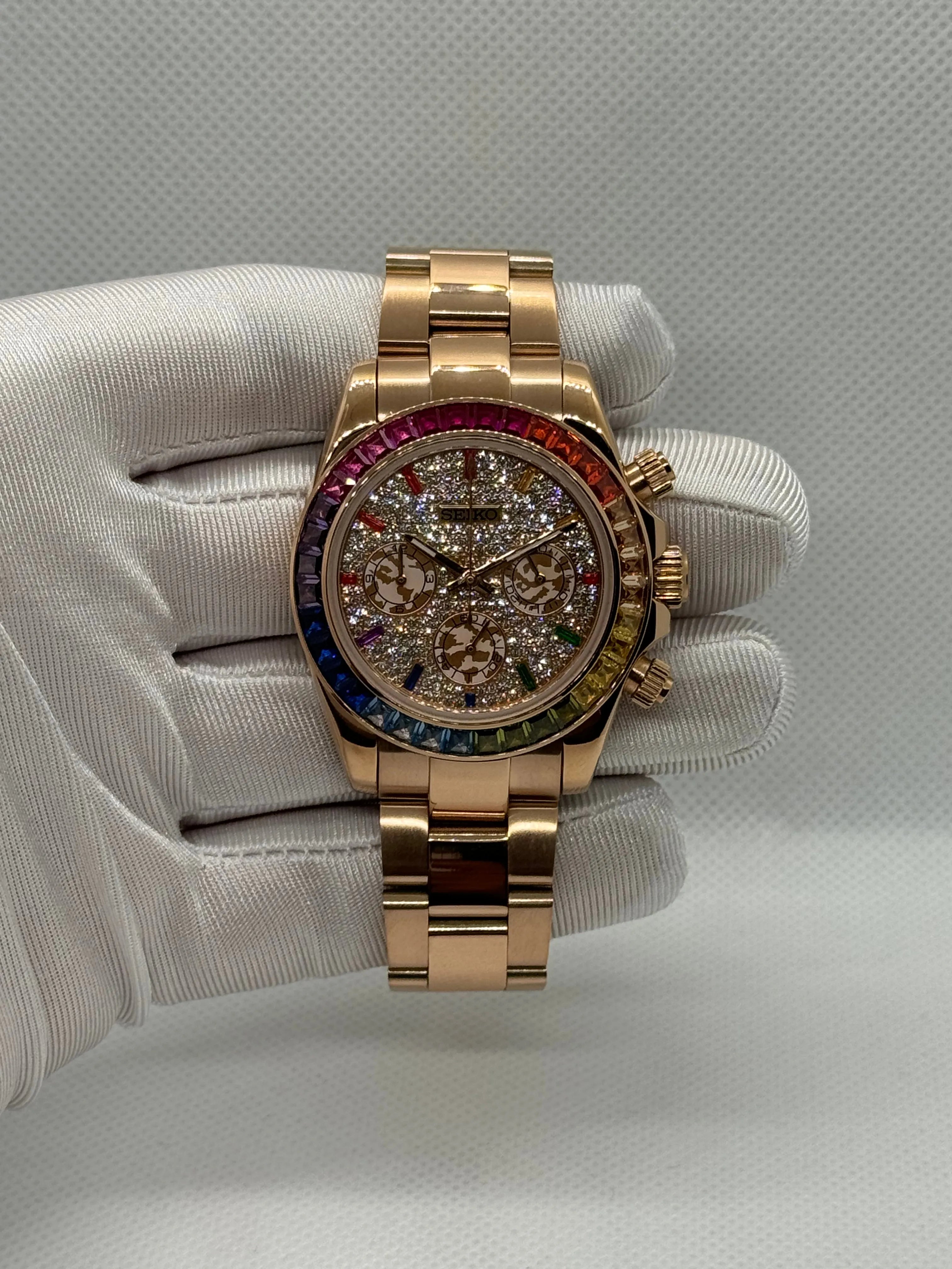 SEIKONA rainbow diamants or rose - Montre personnalisée Time2Seiko
