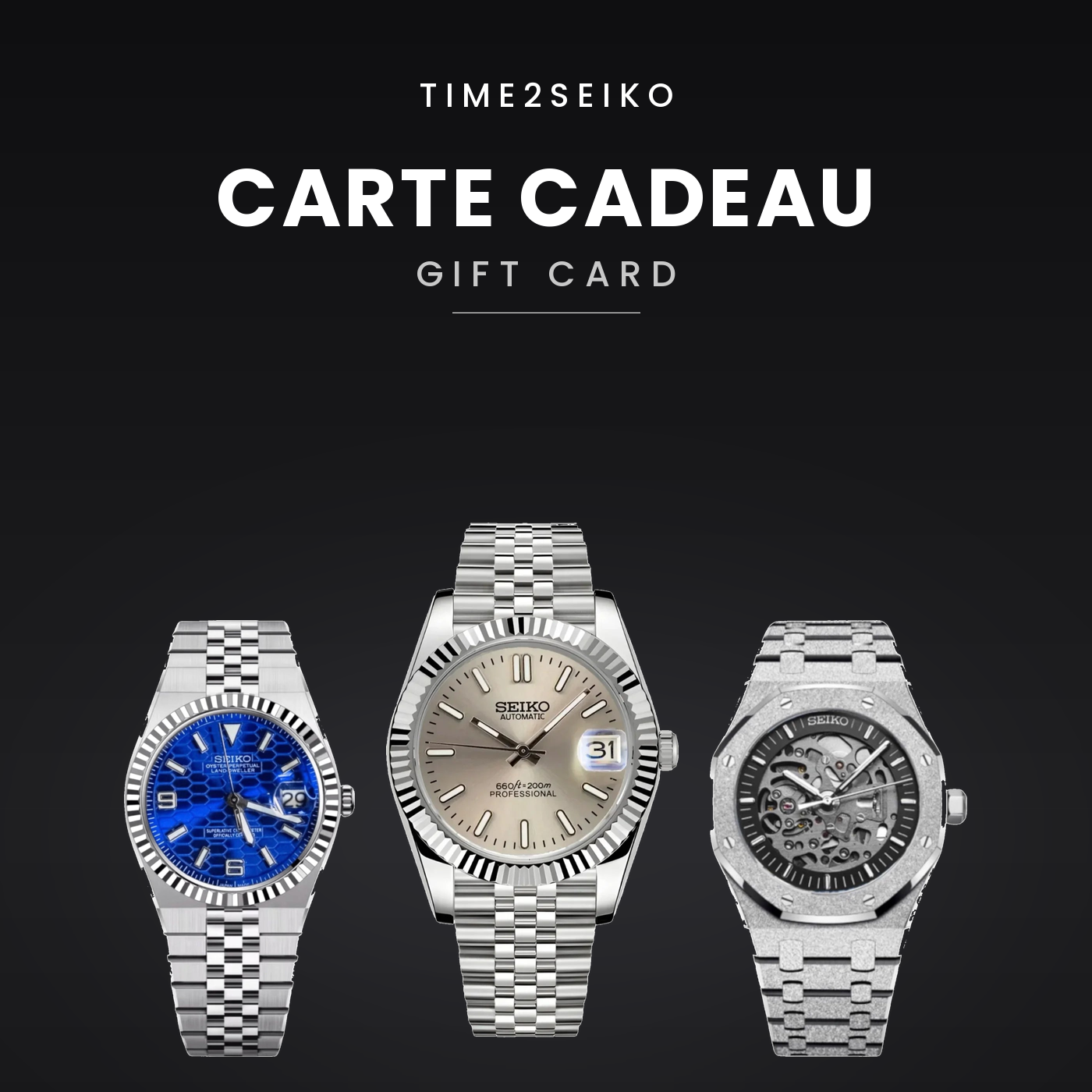 Carte cadeau Time2Seiko - montres Seiko Mod assemblées en France