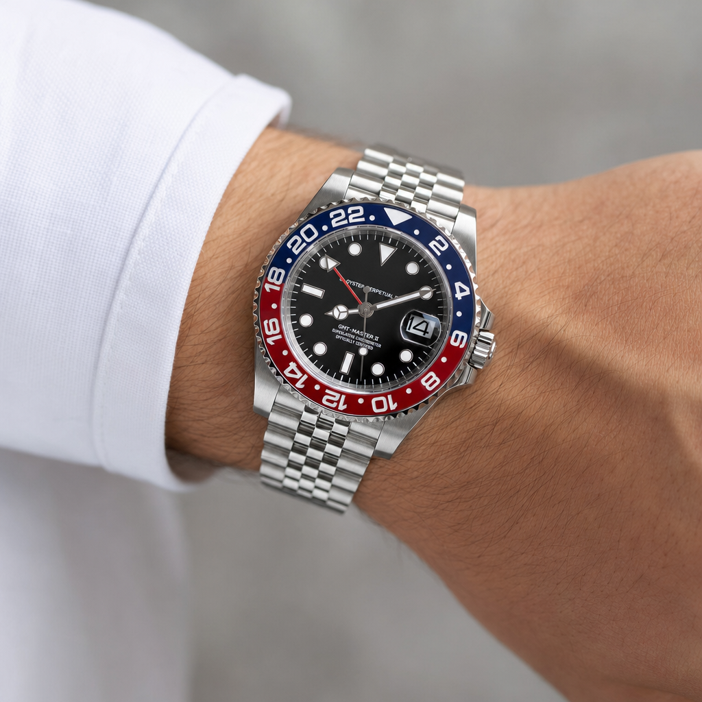 Montre Seiko mod SEIKO GMT pepsi portée au poignet — Time2Seiko