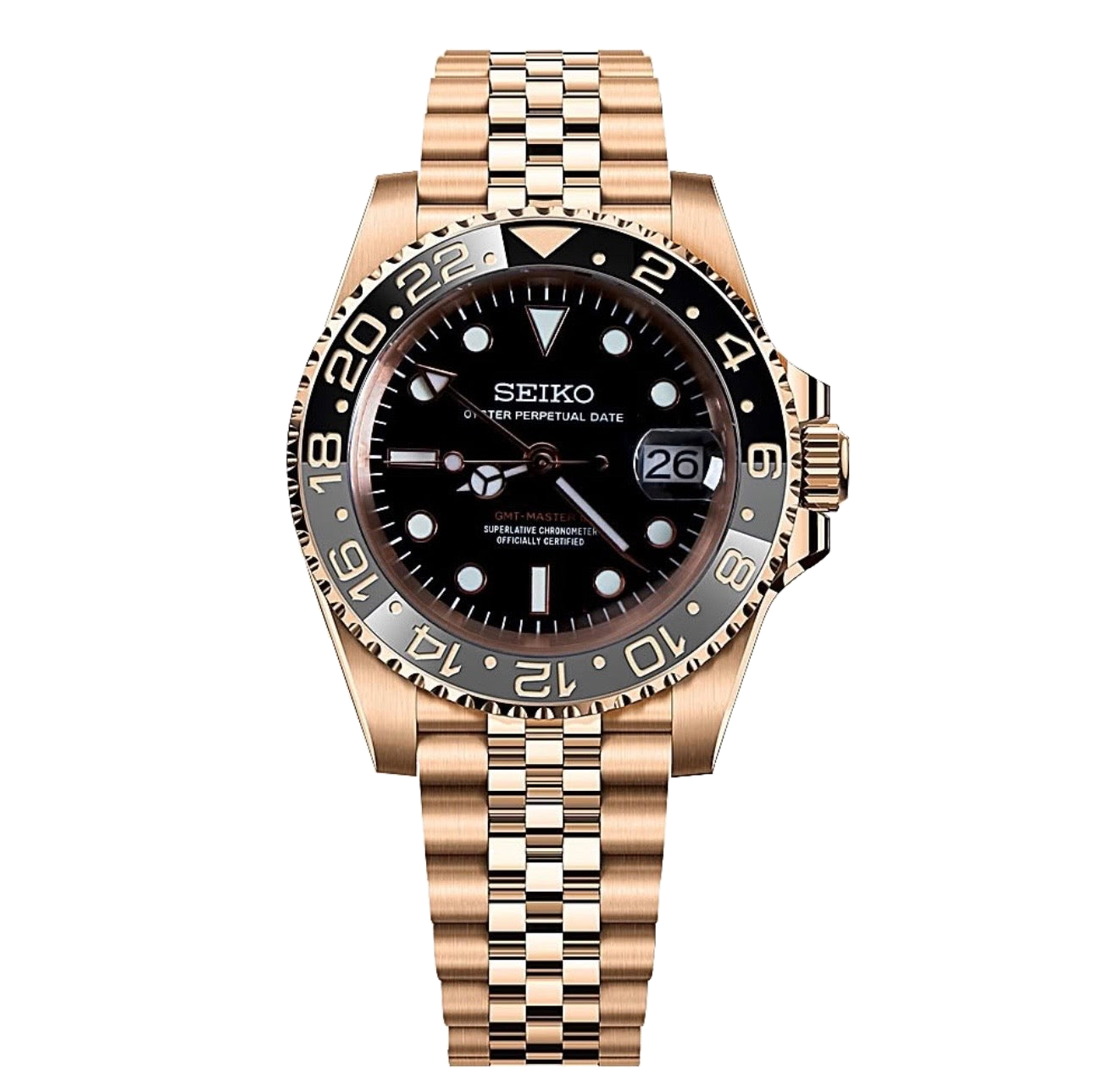 Montre Seiko Mod SEIKO GMT or rose - Time2Seiko