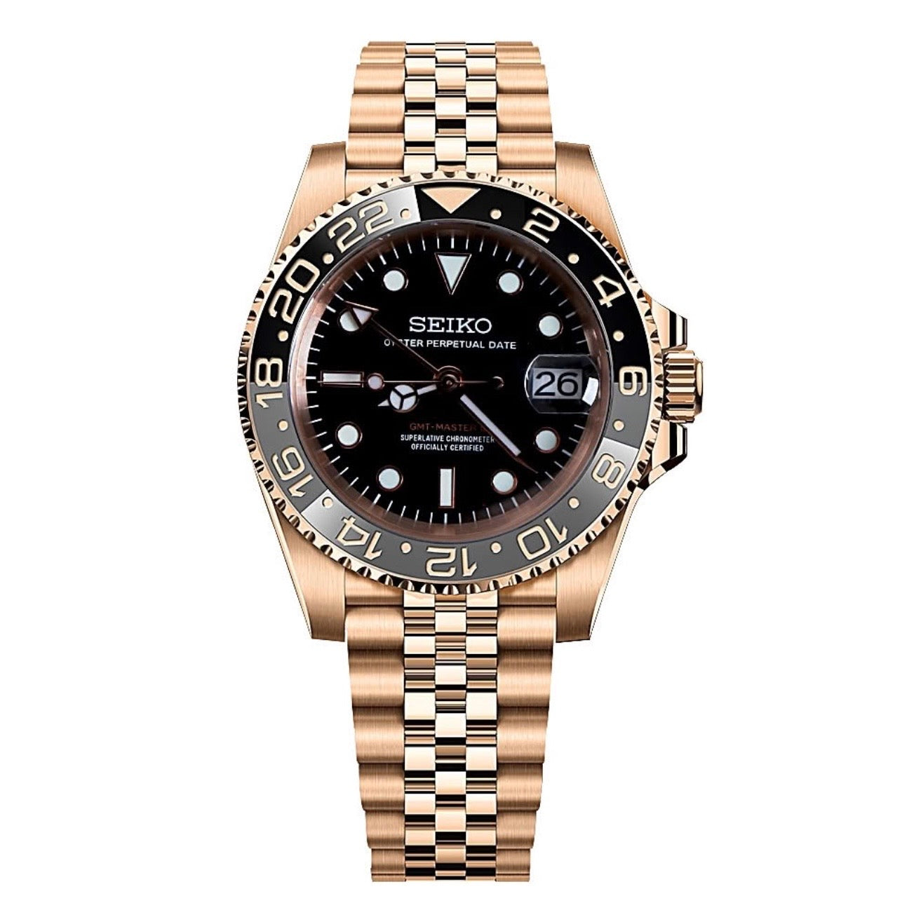 Montre Seiko Mod SEIKO GMT or rose - Time2Seiko