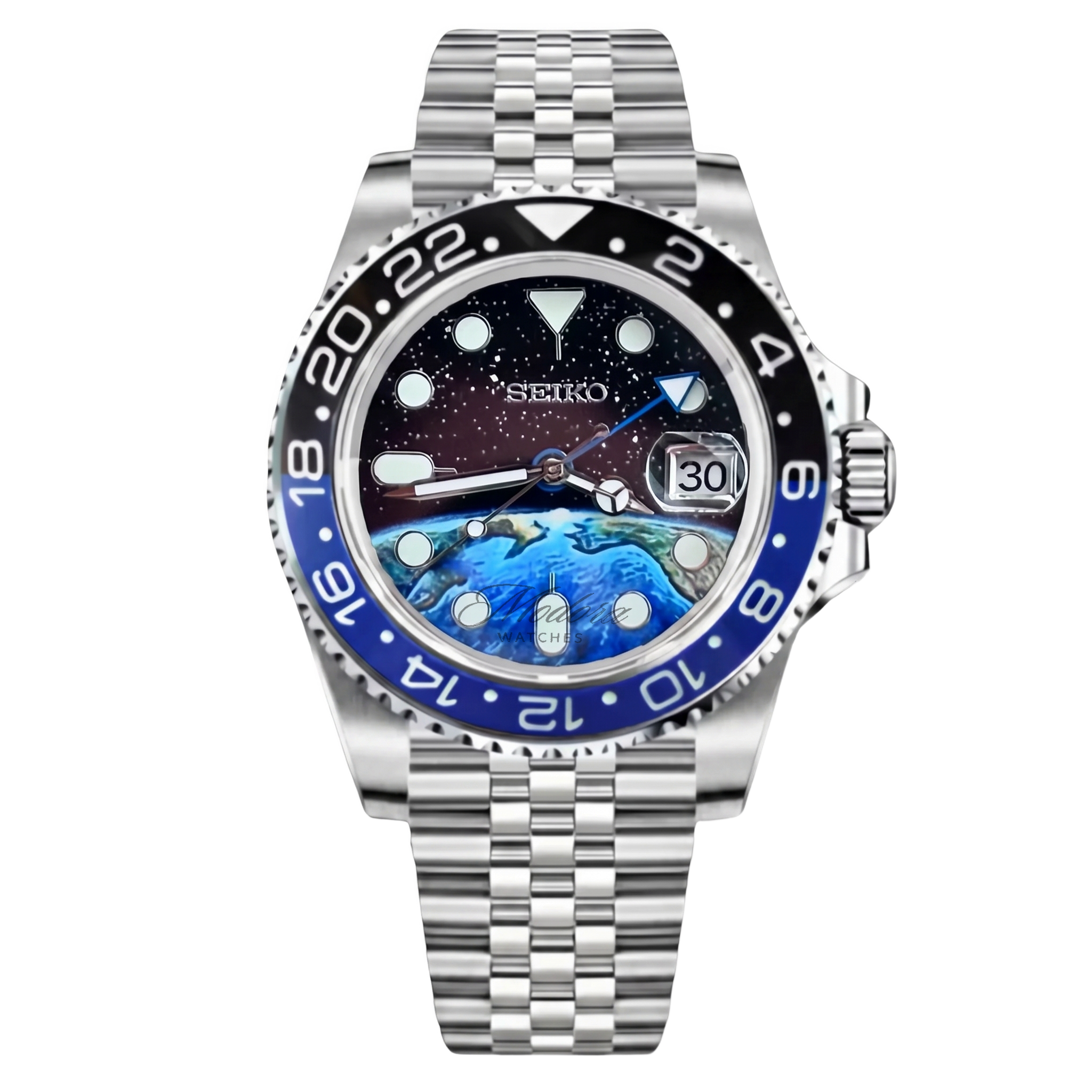 Montre Seiko Mod SEIKO GMT violet noire edition speciale - Time2Seiko