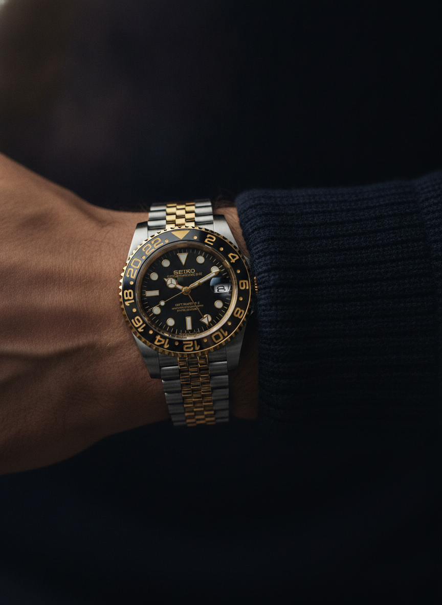 Montre Seiko Mod SEIKO GMT zombie portée au poignet